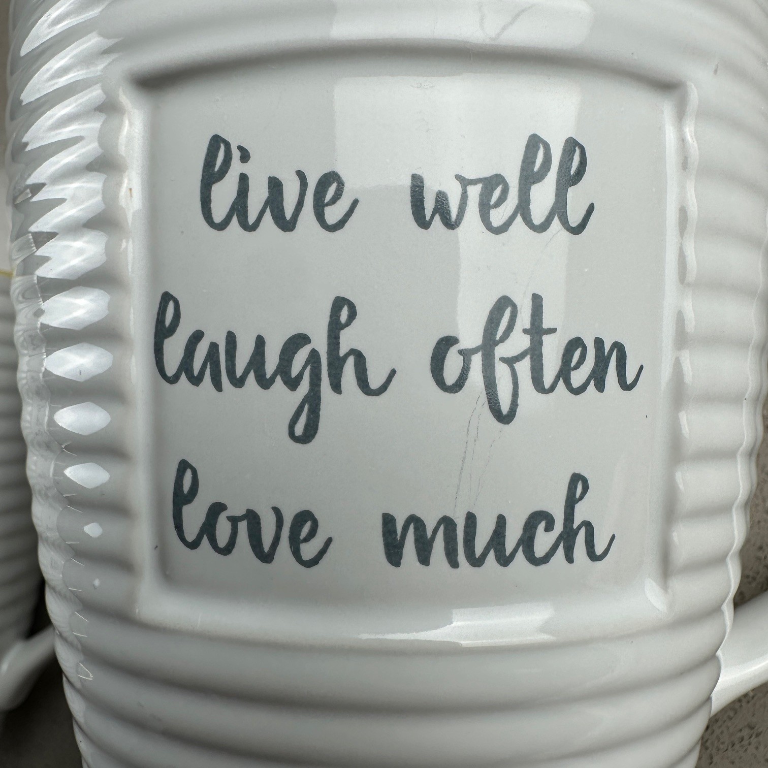 2 PACK The Old Pottery Company Inspirational Coffee Mug Live Well Laugh Often
