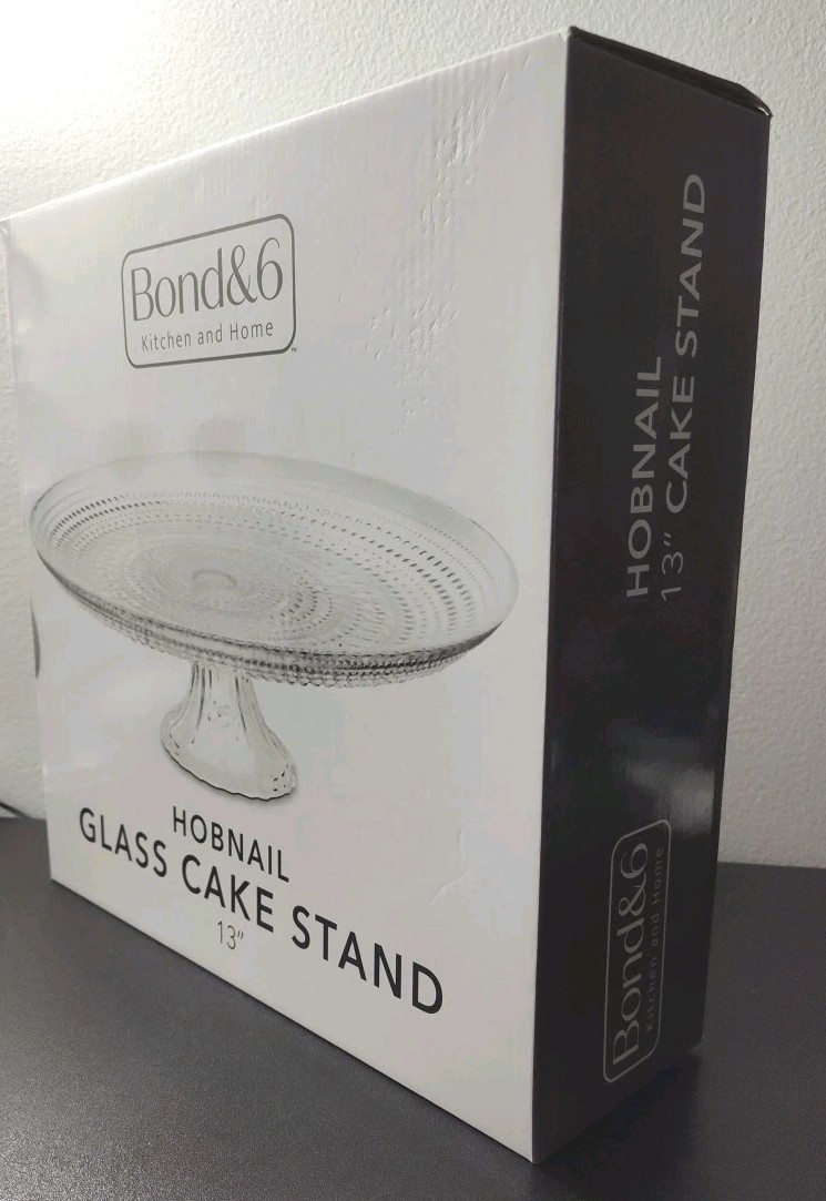 BOND & 6 Kitchen And Home -Hobnail Glass Cake Stand 13″ Brand New In The Box