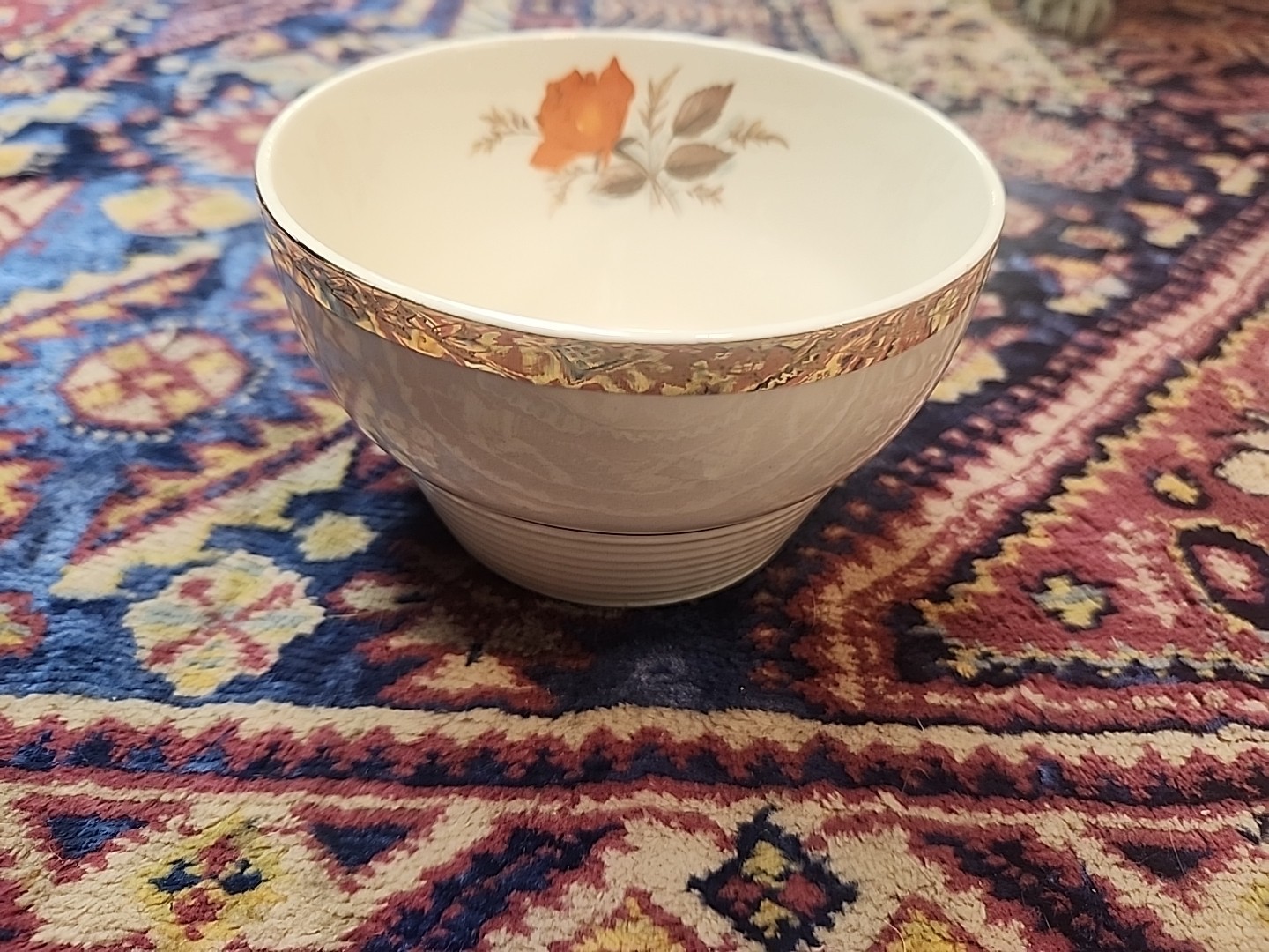 American Limoges Finger Bowl Vermillion Rose Triumph 22KGold Belvedere SebringOH