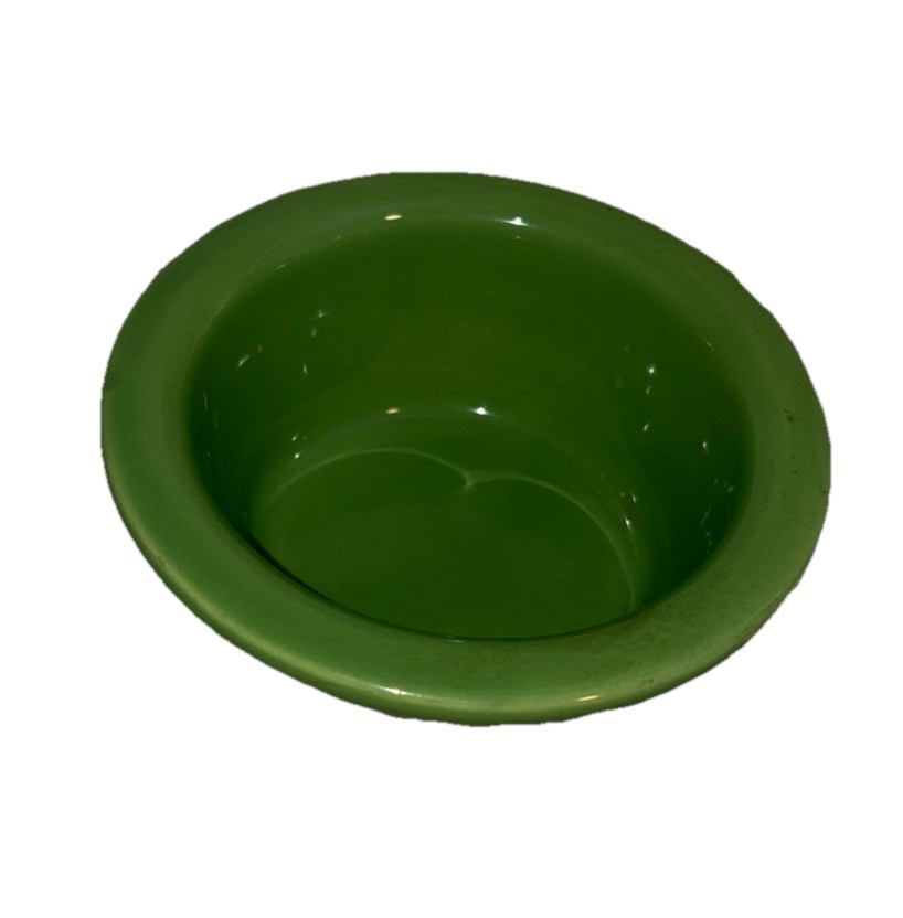 Green Stoneware Pottery Bowl Glossy Finish Round 3.5in Diameter