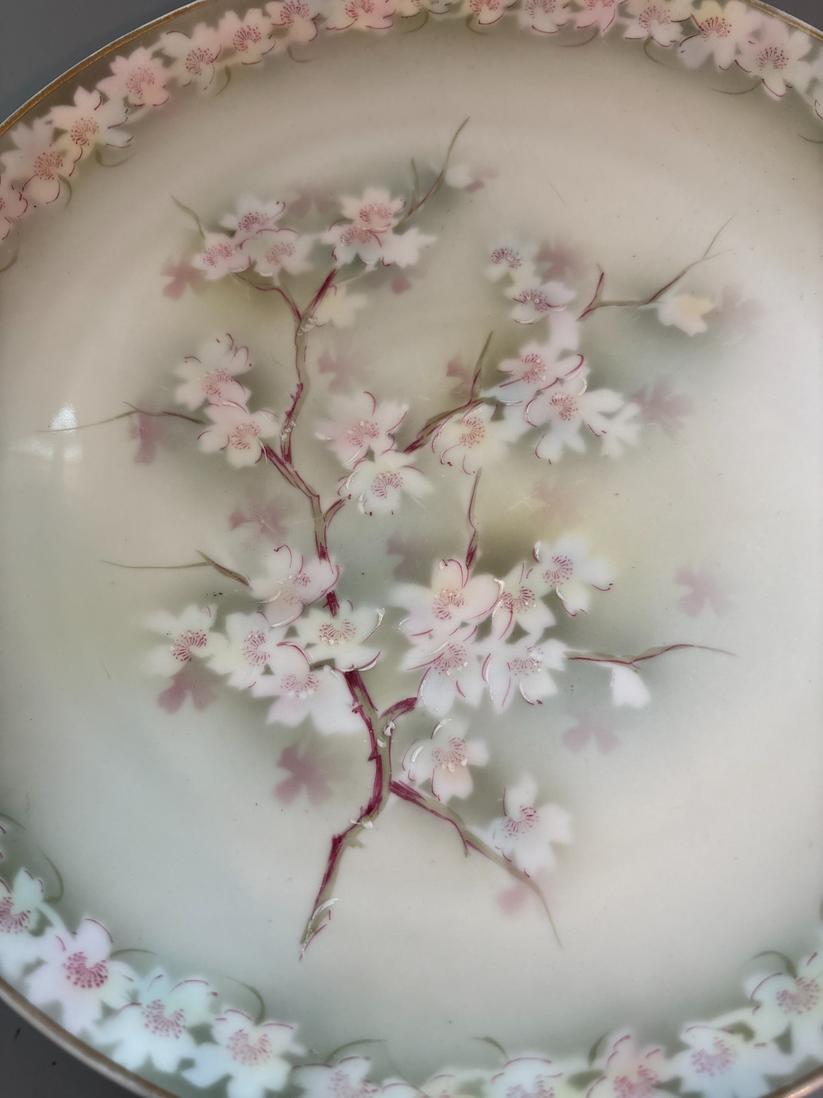 Weimar Germany Hand Painted Floral Porcelain 12″ Charger Cabinet Plate Gold Trim