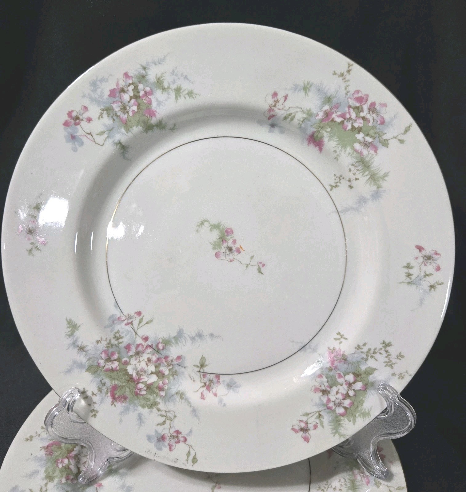 MINT Theodore Haviland New York Apple Blossom Dinner Plates — Set of 4 Gold Trim