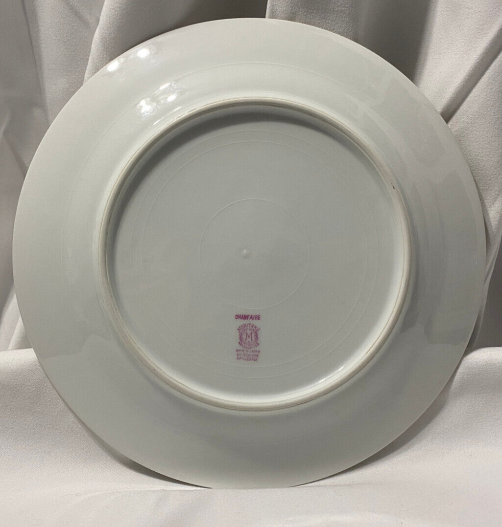 Noritake M Chanfaire China Japan Dinner Plate Ivory White Gold 10″ Diameter