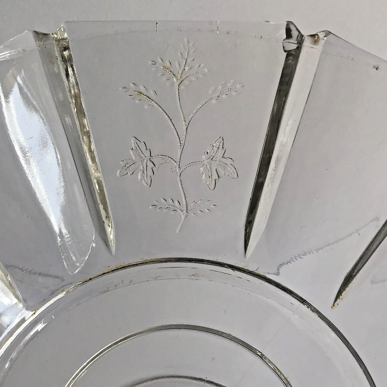 Bryce Higbee Indian Tree Paneled Glass Pedestal Compote 5.5″ EAPG Sprig Pattern