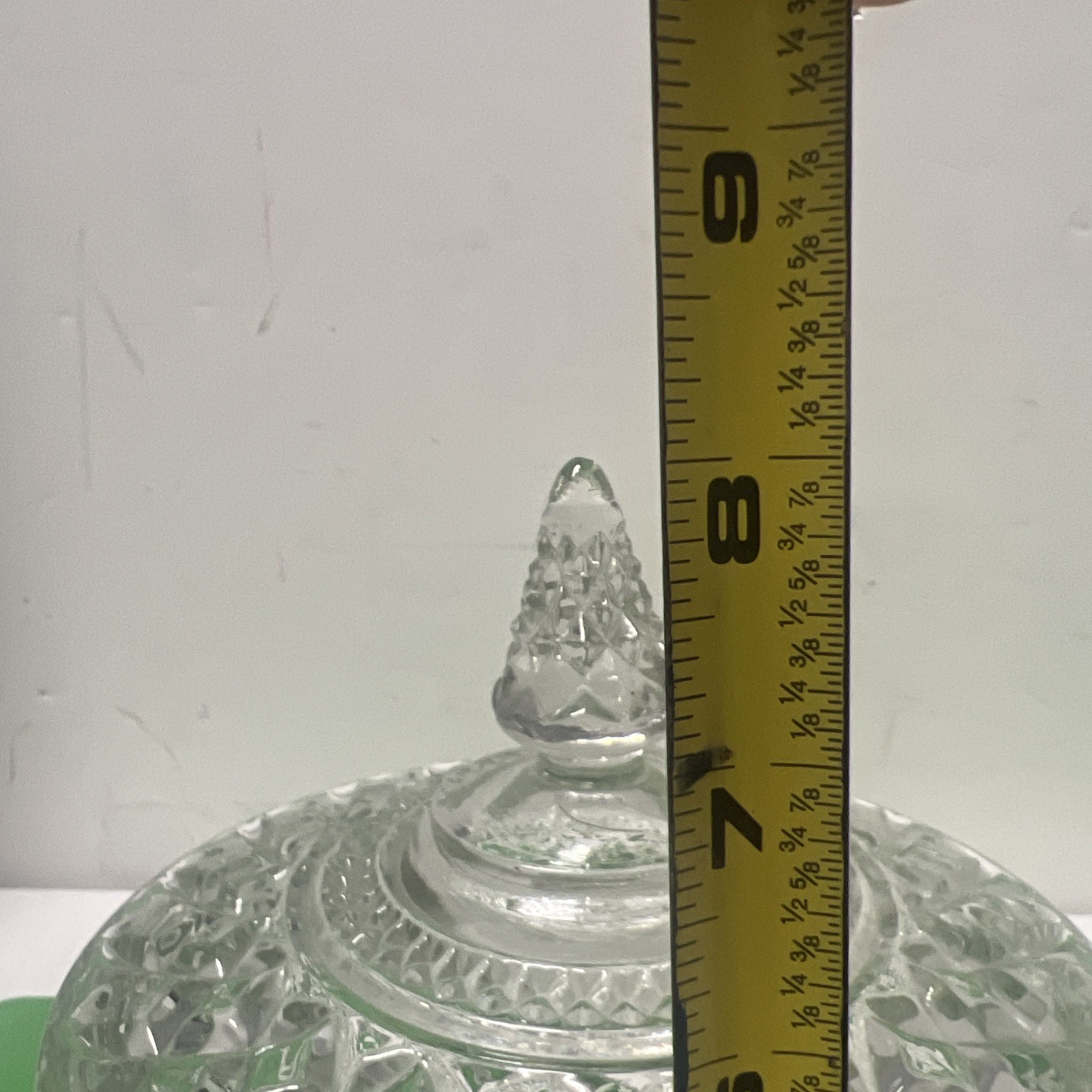 Lot Of 2 Vintage Anchor Hocking Wexford Diamond Pointed Clear Candy Dish W/lid