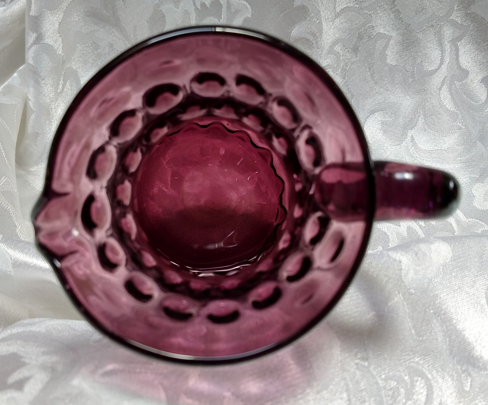 Vtg Small Hobnail Amethyst / Purple Glass Pitcher