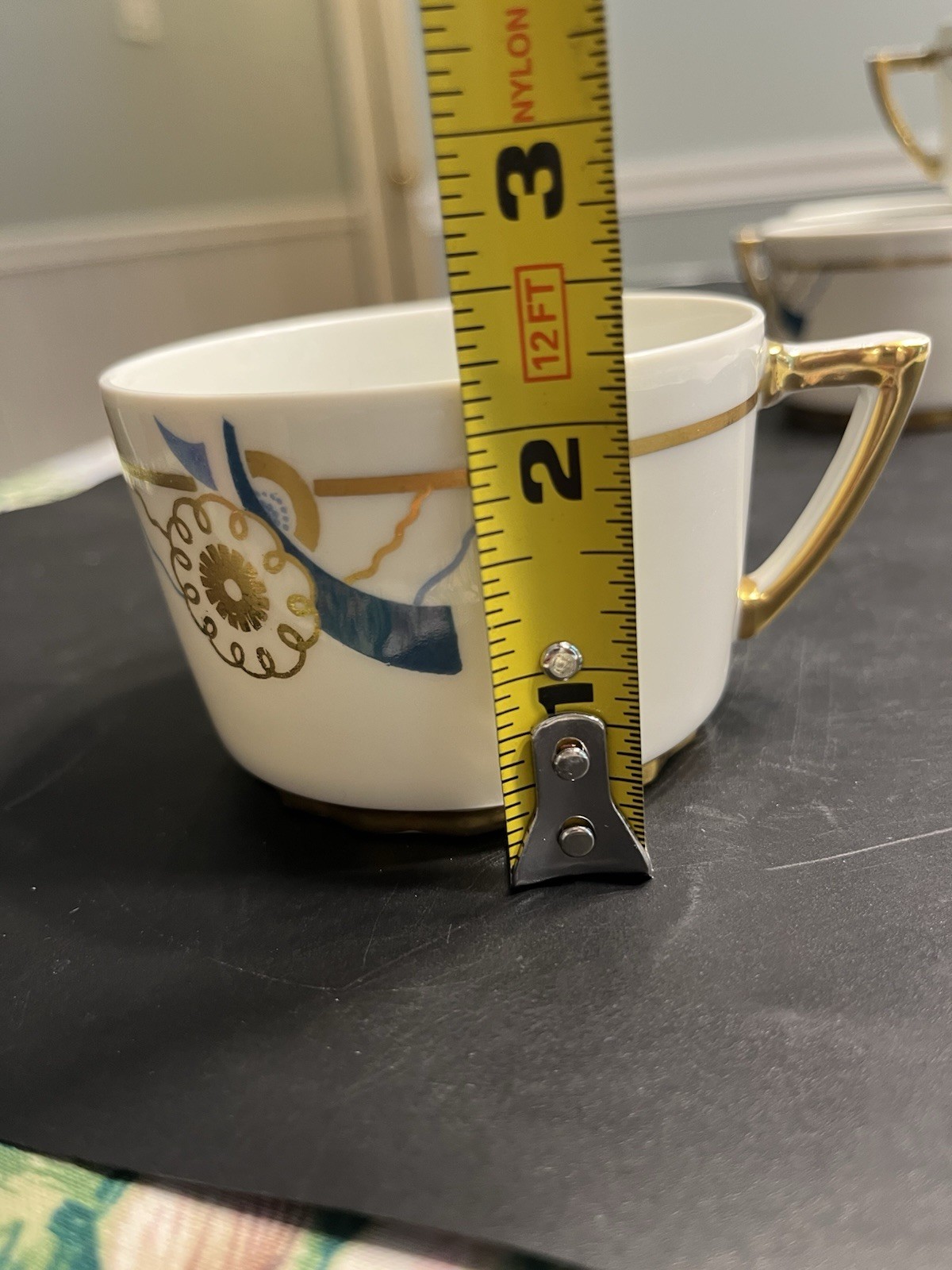 Haviland Limoges France Gold Teal Blue Coffee Tea Cups Mugs 6pc