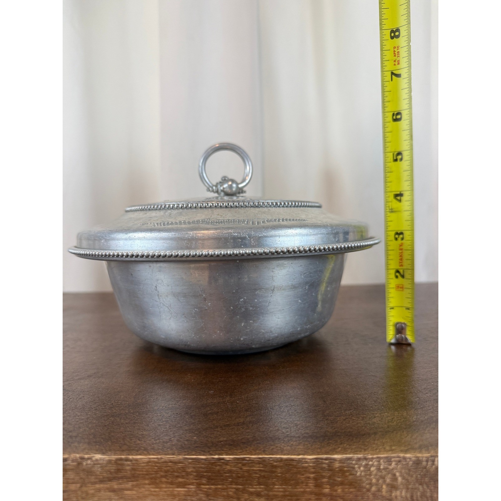 VTG 1960s BW Buenilum Hammered Aluminum Covered Casserole Dish w/Lid 8 5/8″
