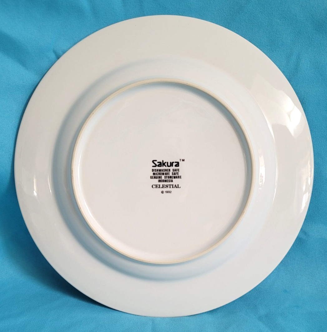 Sakura Celestial Saucer Plate 8 Inch 3 count Stoneware 1992 White Multi-color
