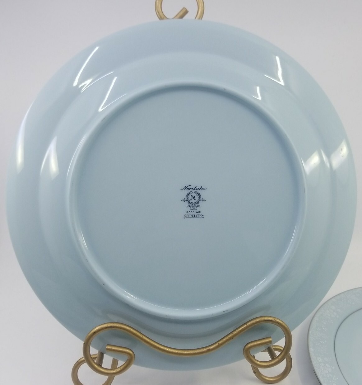 Noritake Fidelity Dinnerware 6pcs. Setting Blue White Flowers Platinum Trim EUC