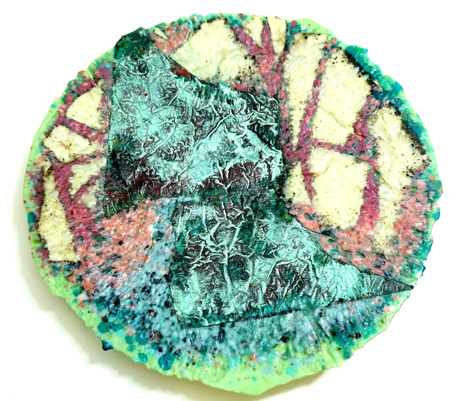 ROGER THOMAS No 20689 Signed Art Glass 15″ Charger Plate RARE Abstract Landscape