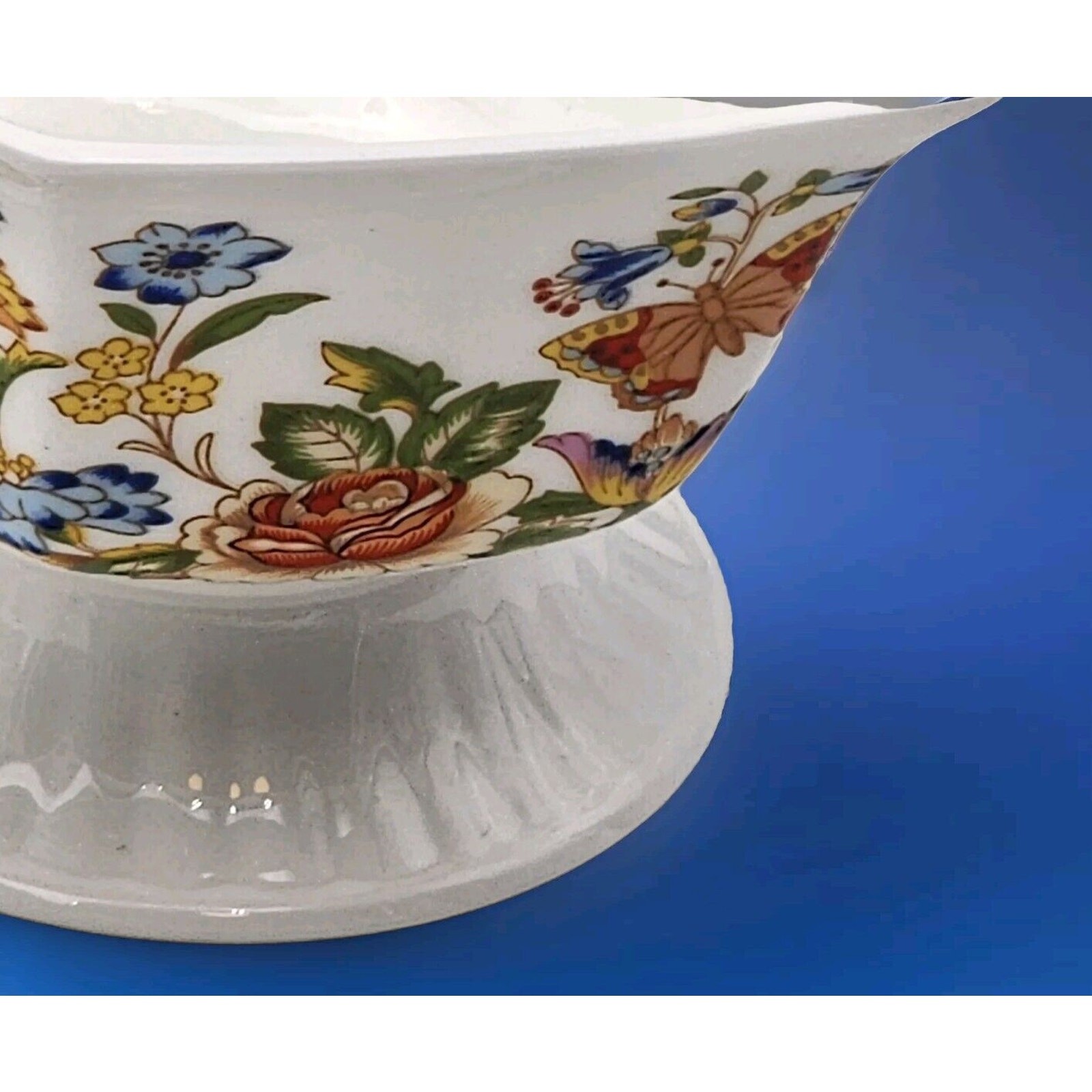 Aynsley Cottage Garden Hexagon Footed Bowl English Bone China 3″ Tall VTG 1985