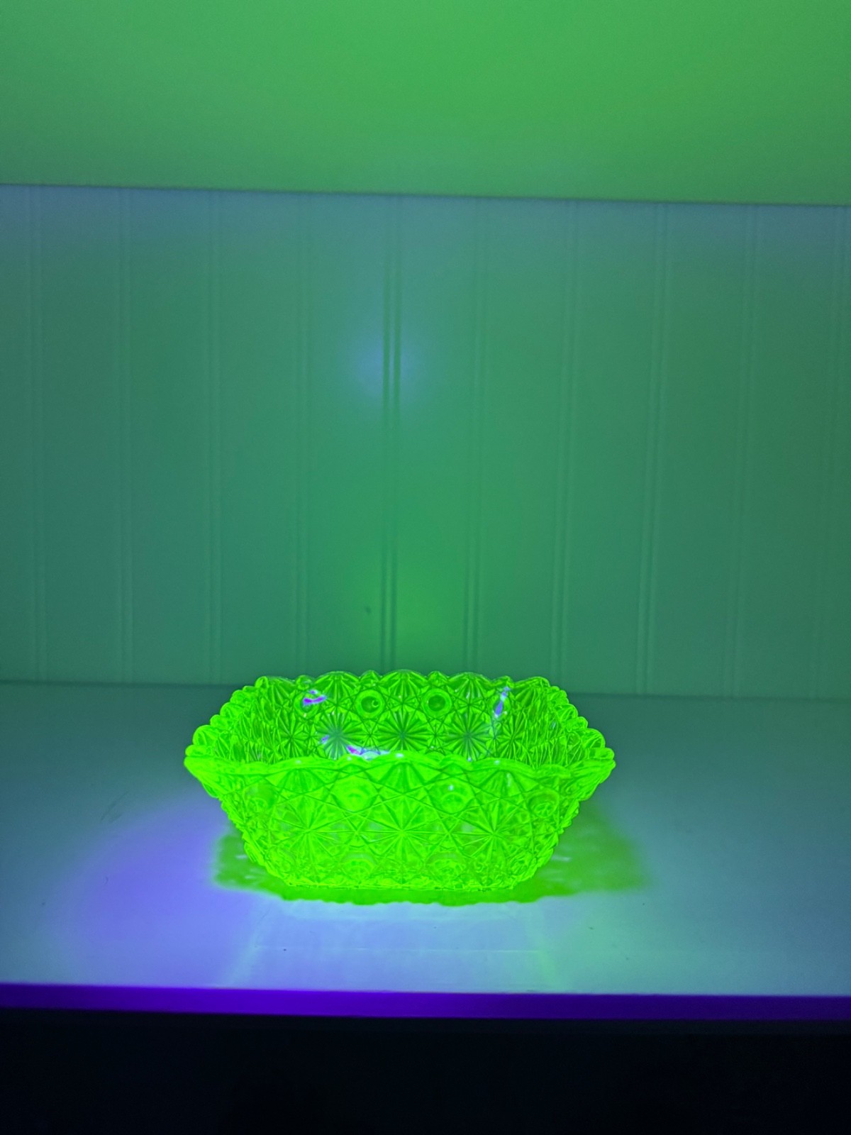 Vintage Canary Yellow Uranium Glass Square Berry Boat