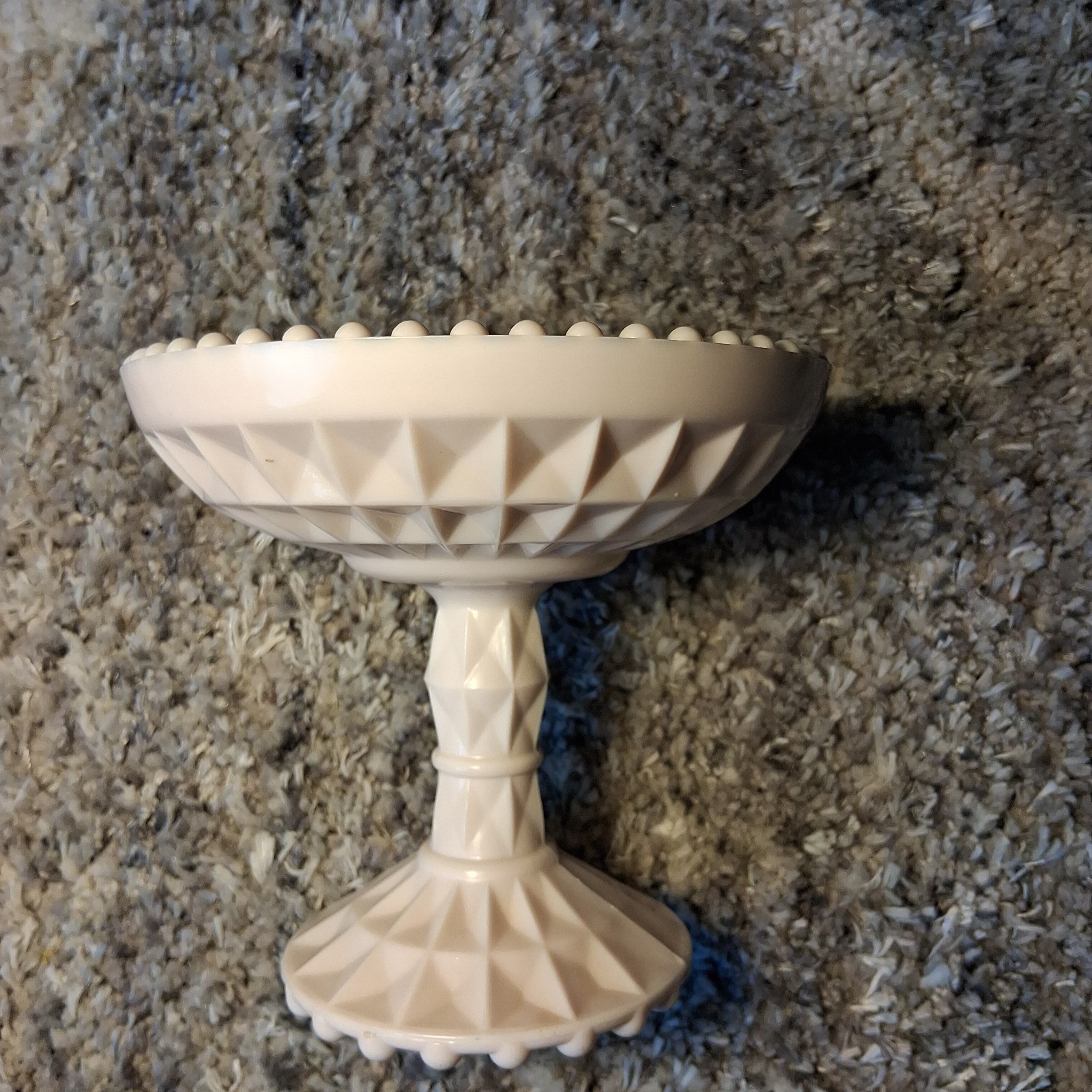 Jeannette Shell Pink Milk Glass Footed Bowl Pedestal Compote Candy Dish