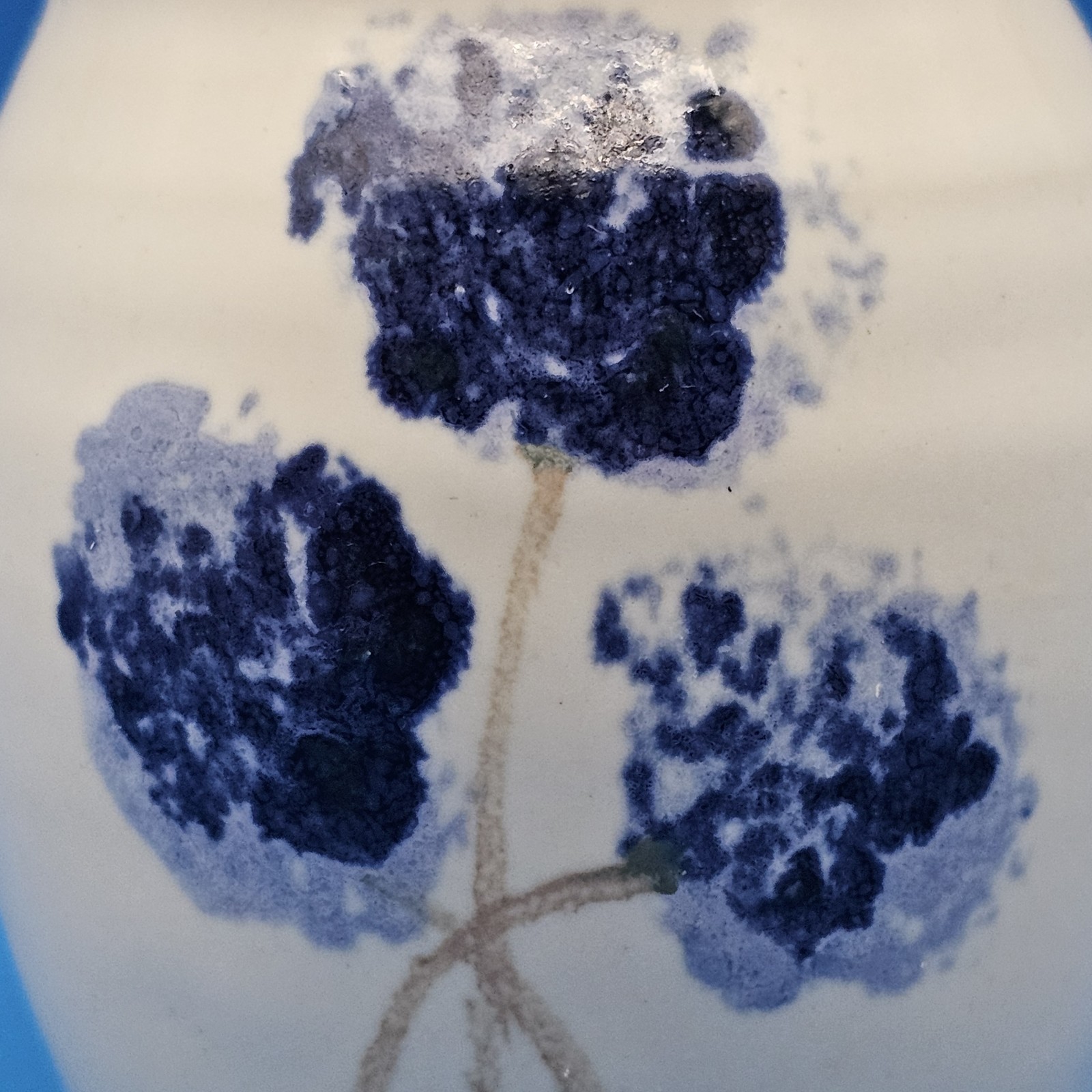 Up-Island Pottery Candy Shweder Creamer Pitcher Blue & White Hydrangea Handmade