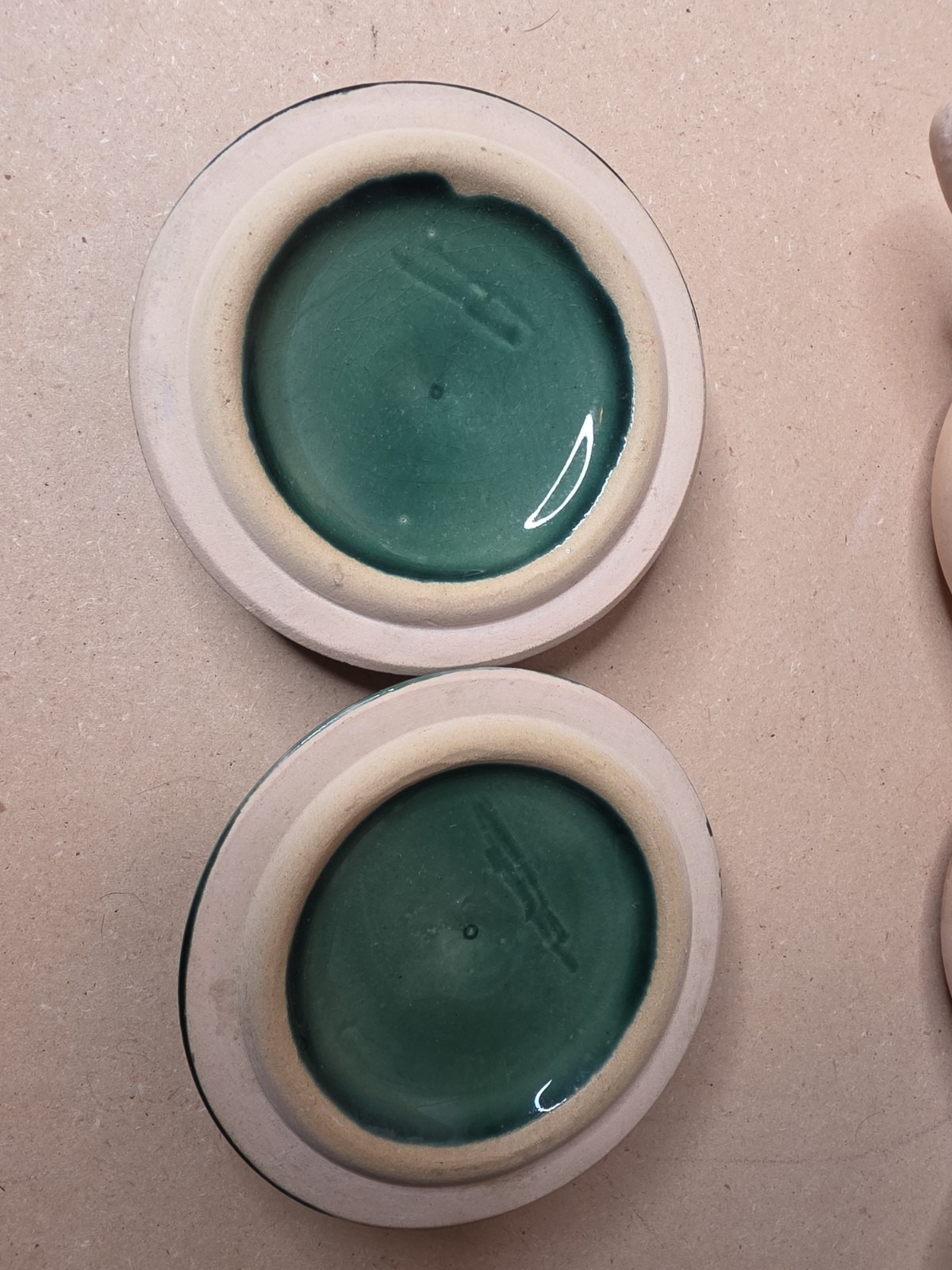 La Solana Pottery Natural Clay Body Green Lid & Body Made 1940/50’s Casserole X2