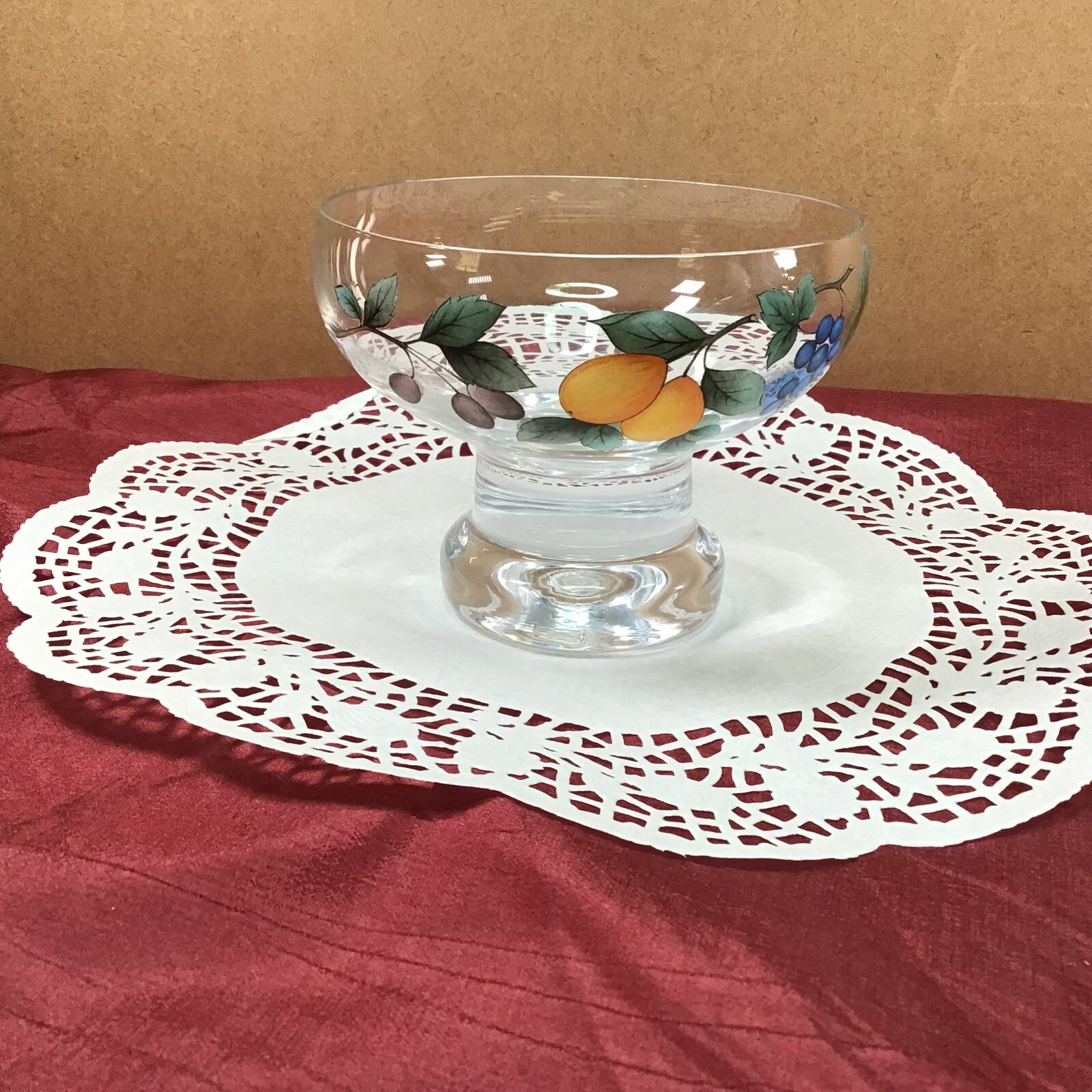Mikasa 4″ Glass Footed GARDEN HARVEST 2 Compote Dessert Bowls CAC29 EUC!
