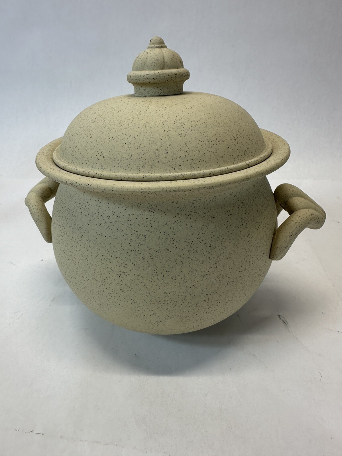 Unbranded Set Of Three Ceramic Bean Pots With Lids Fired But Not Glazed