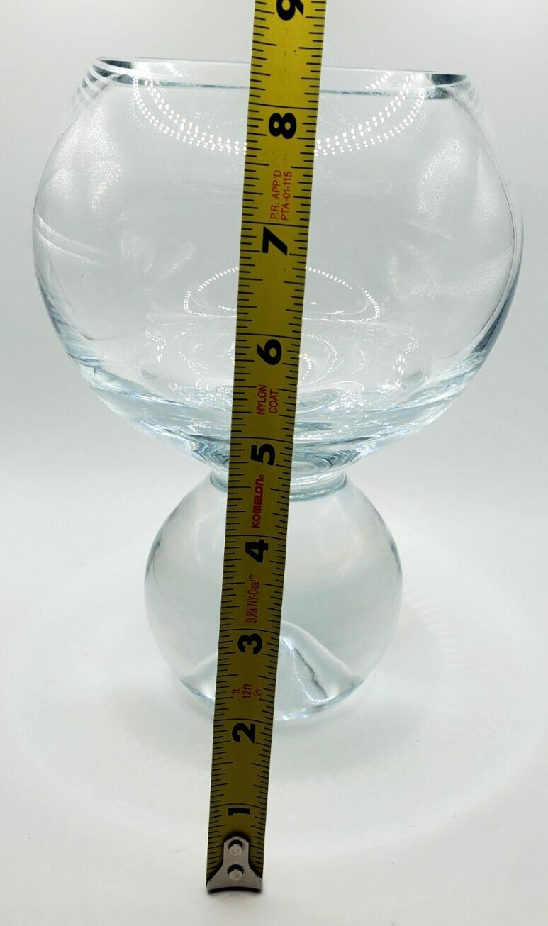 Modern Contemporary Crystal Bowl Vase Pedestal Clear Compote Beta Fish Floral