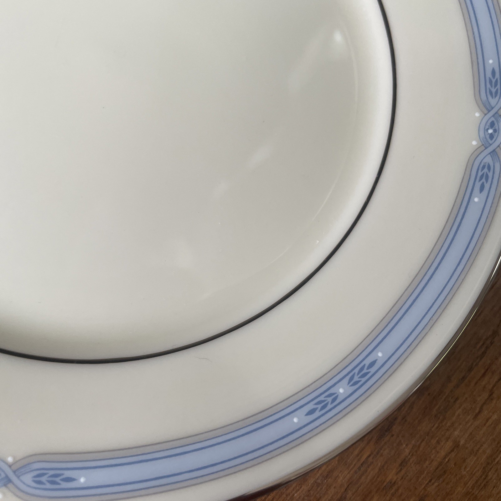 LENOX Courtland Bread Plate Set Of Four Blue Gray Band Platinum Trim 6 1/2”USA