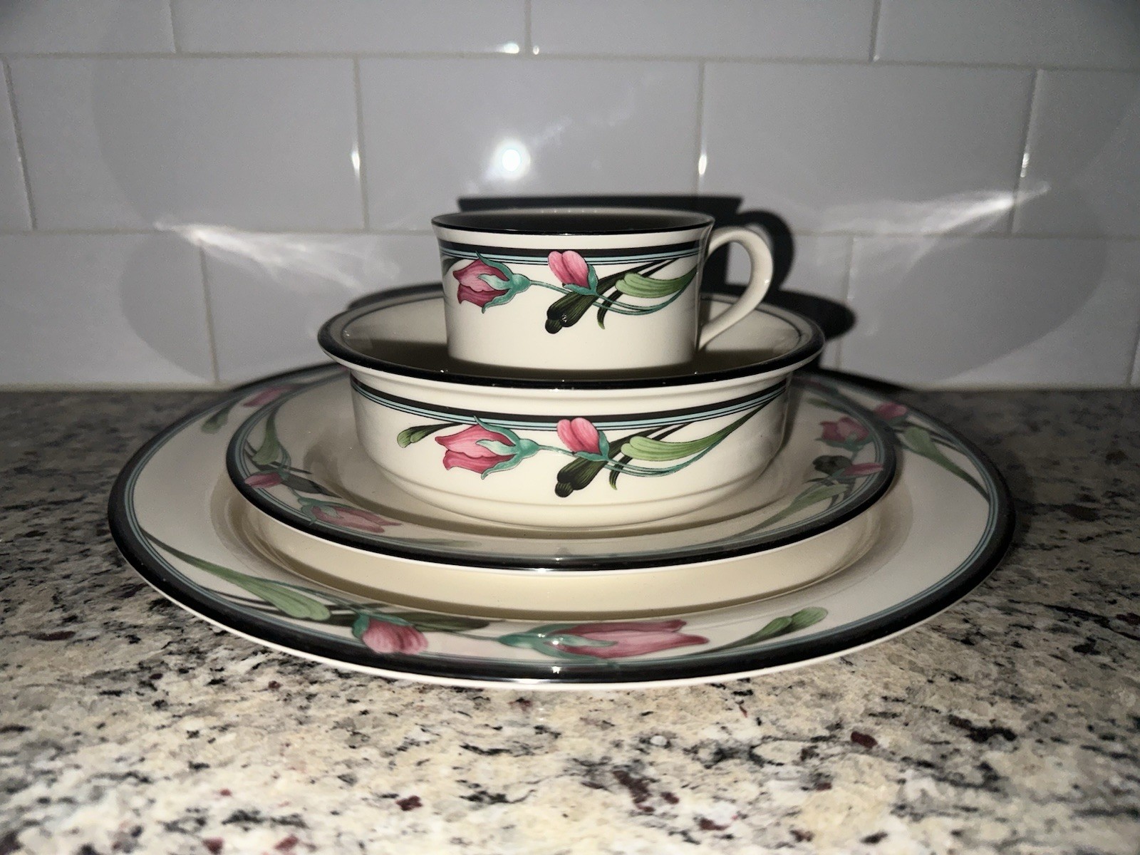 Lenox Chinastone Midnight Blossoms Four Piece Place Setting