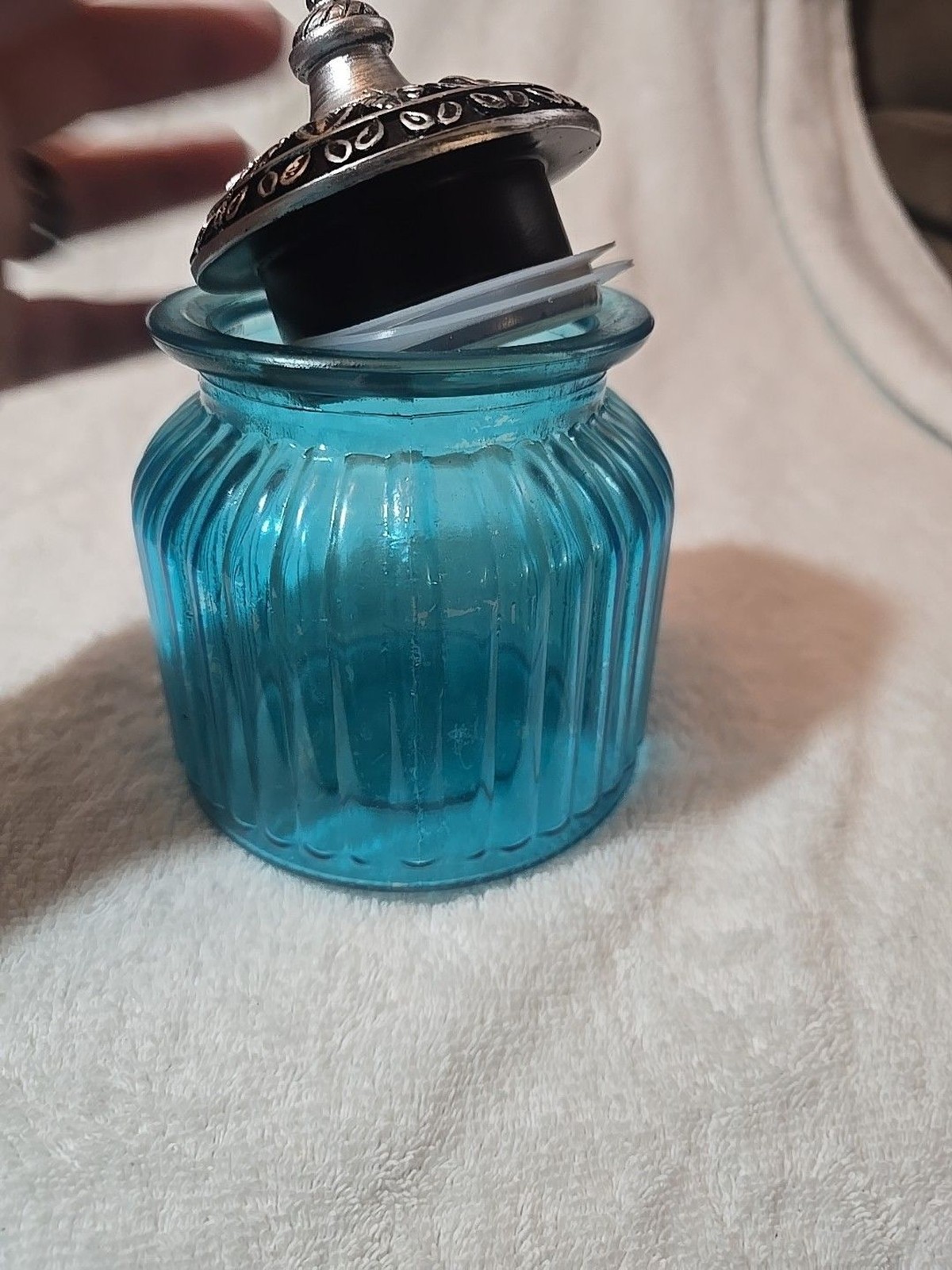 SOCOSY Vintage Crystal Glass Candy Jar with Lid. 4.25″ Diam 6″ Tall