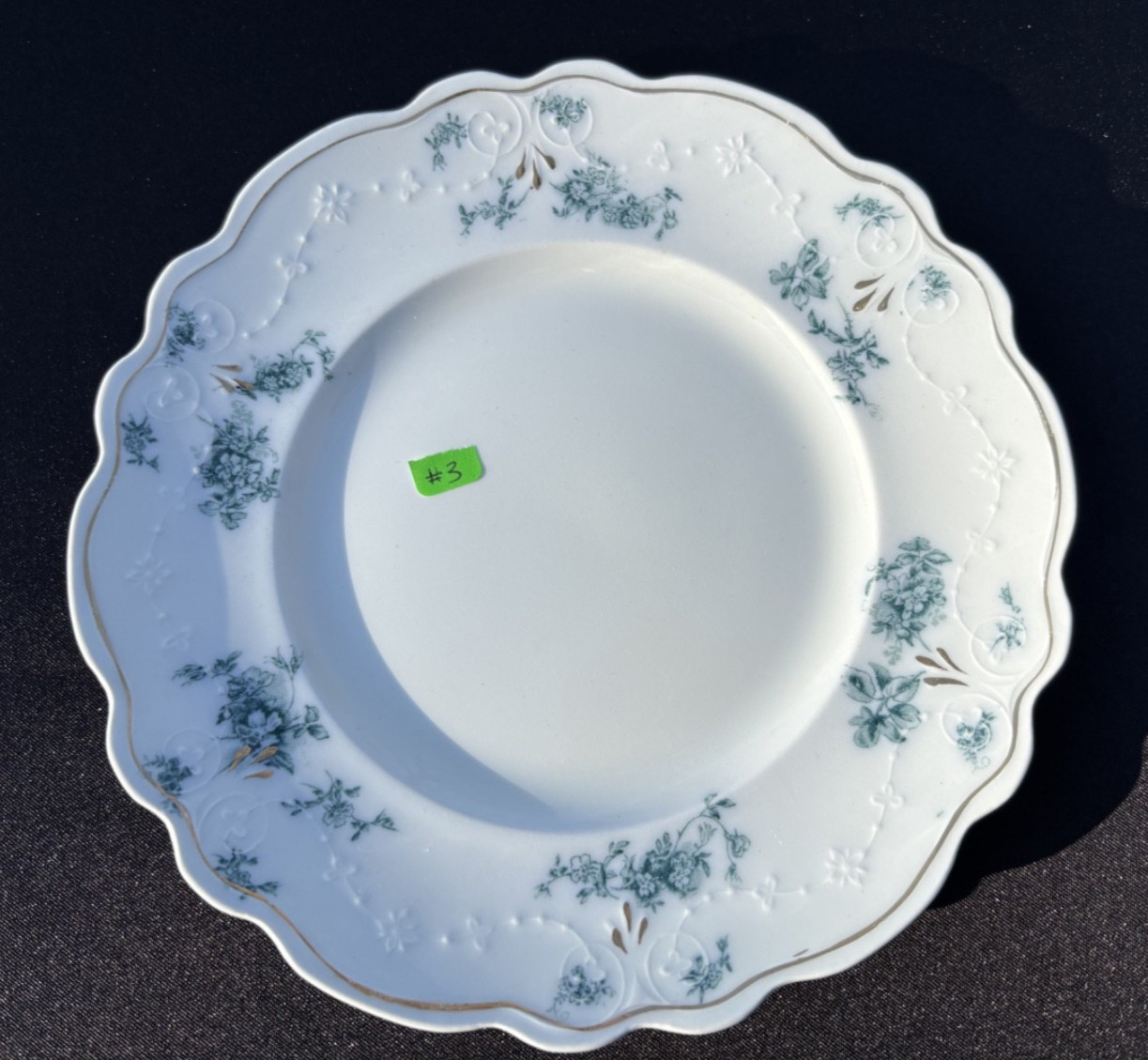 W.H. Grindley Co. England Teresa Teal Green Scalloped Edge 7″ Dessert Plate VGUC
