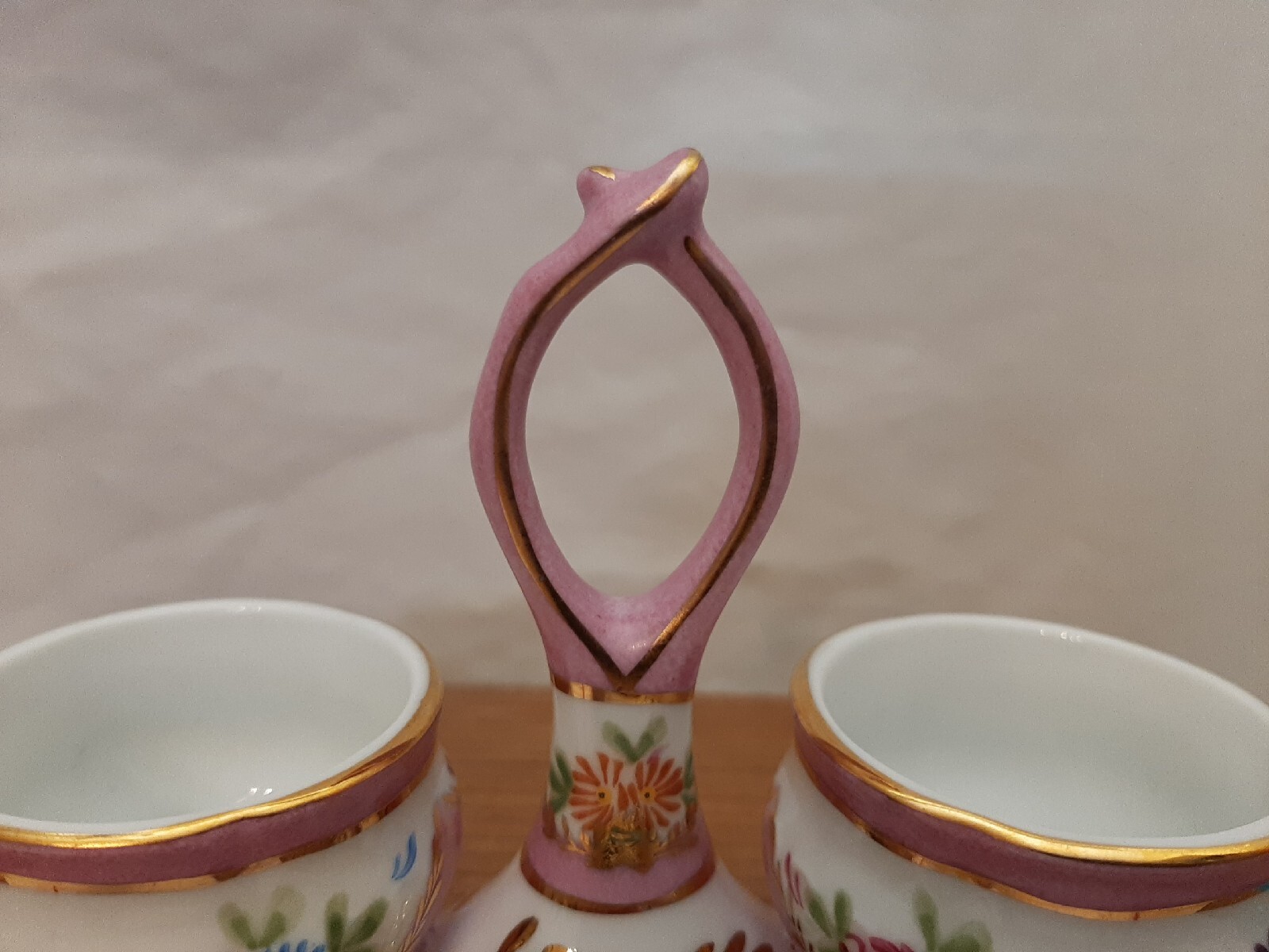 RARE Limoges China Spice Cups Salt Dip Server Vintage Pink