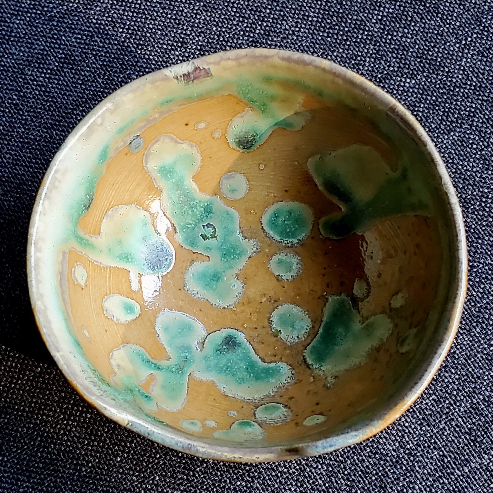 Studio Pottery Green Drip Glaze Small Contemporary Bowl