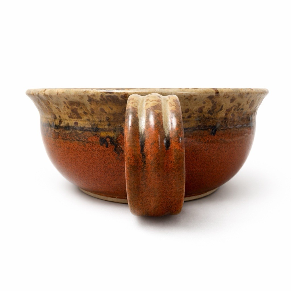 Vintage HandmadePottery Soup Mug Bowl Handle Drip Glaze Signed 2012 Rustic 6.5