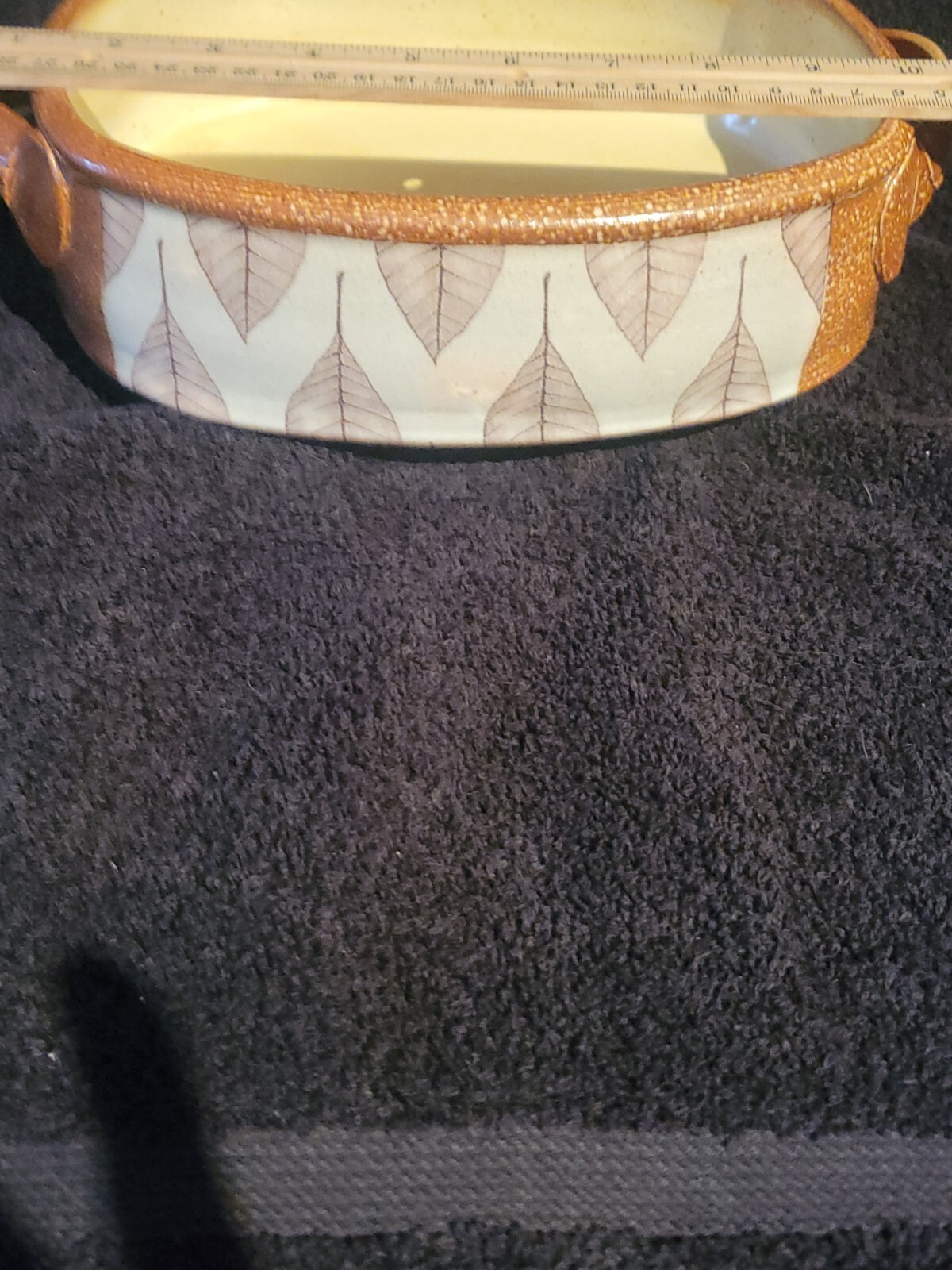 Studio Art Pottery Evelyn Ward North Carolina Dish With Handles Leaf Pattern