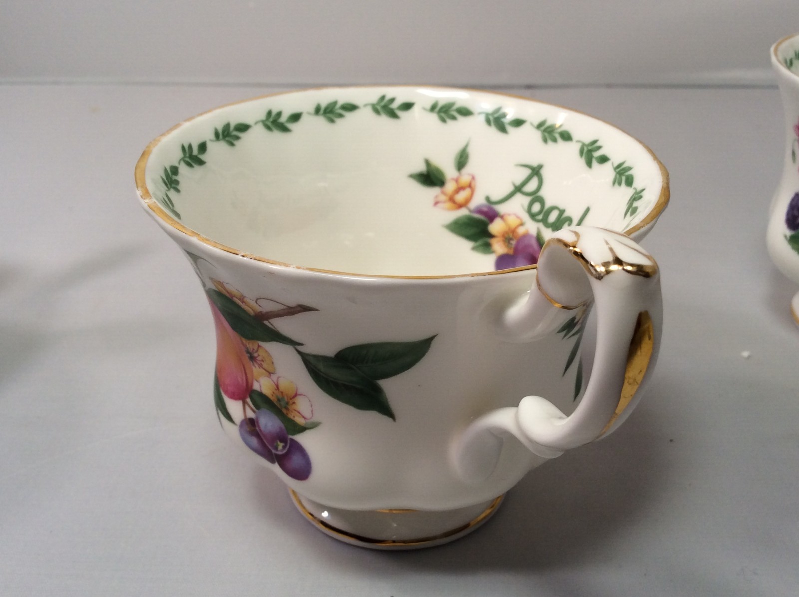 4 Fruit Royal Albert Bone China Teacups, Fruit Grapes, Peaches, Pears & Apples