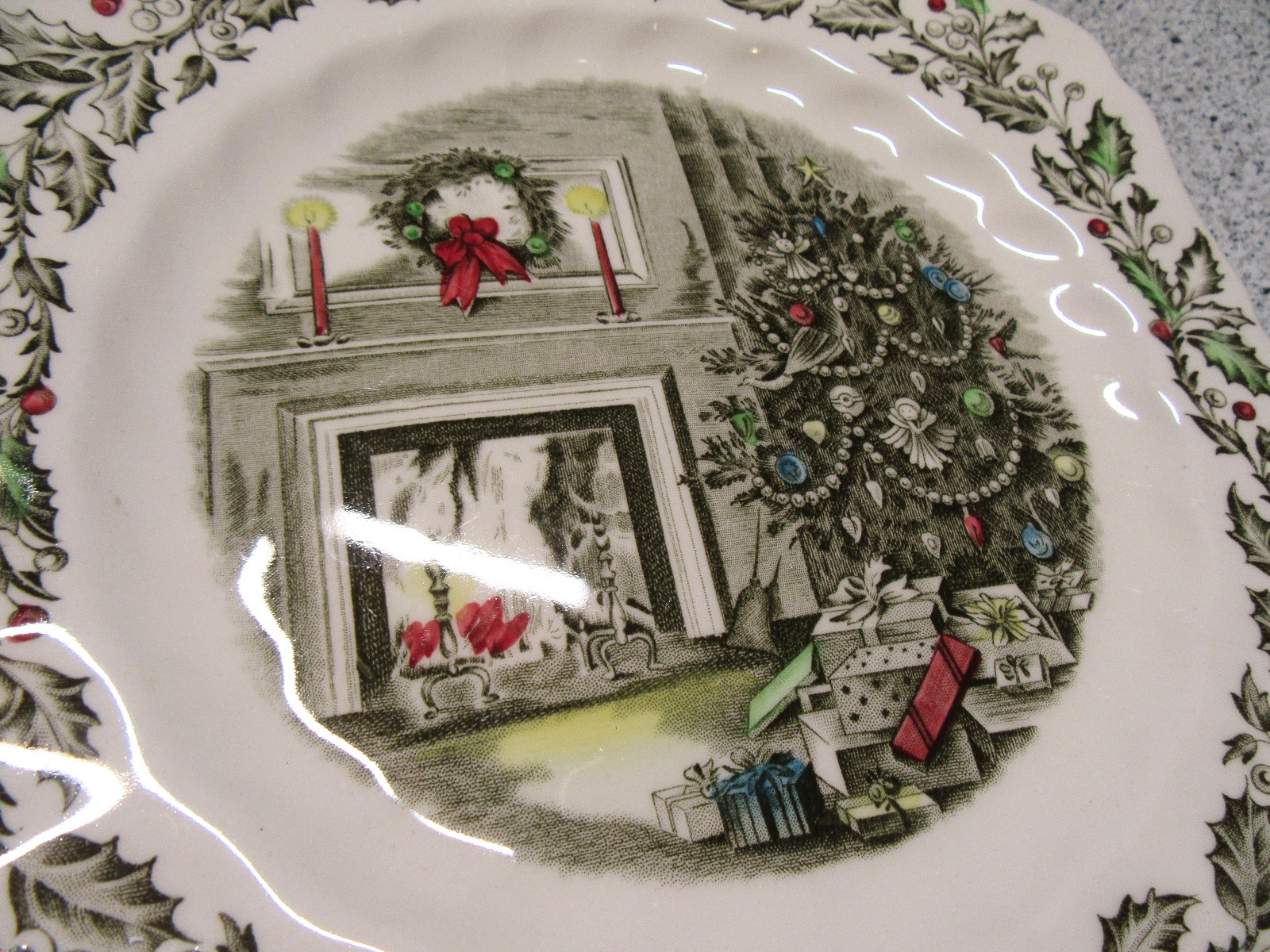 Vintage Johnson Bros Merry Christmas Ironstone Square Salad Plate 7.75”