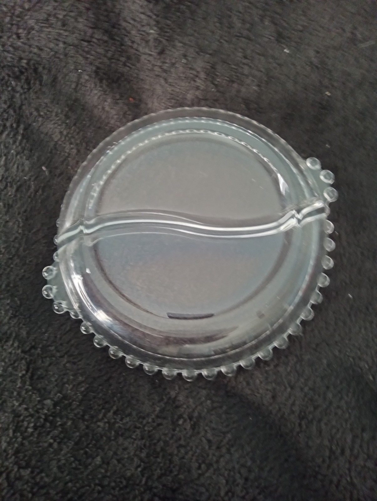 Vintage Clear Glass Beaded Edge Divided Relish Dish Serving Tray Candy Nut Bowl