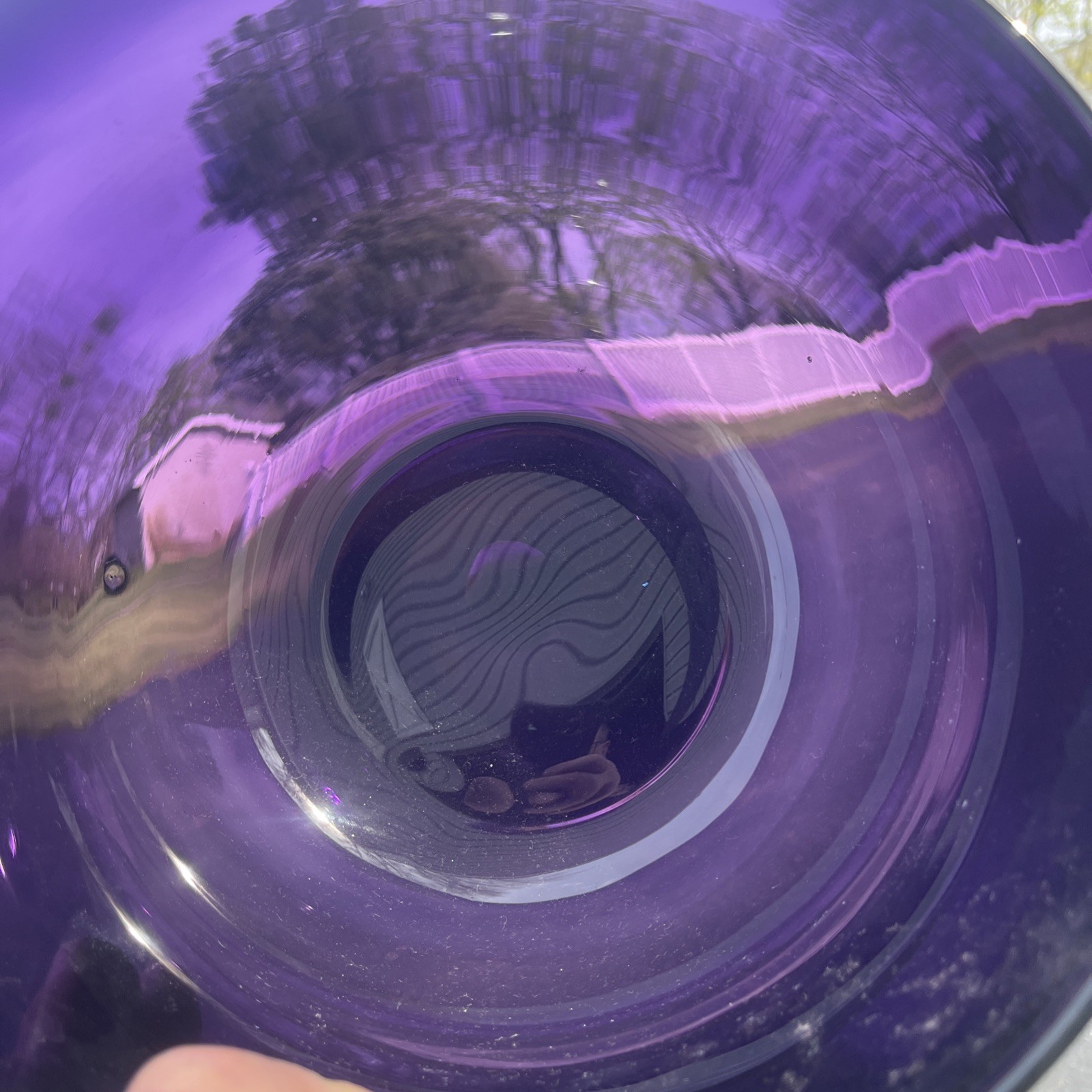 Vintage Amethyst Glass Large Mixing Bowl Hand Blown MCM Beautiful Purple