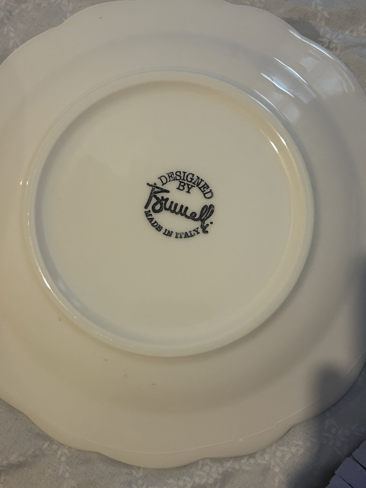 Tiffani Ceramic Fruit Pattern Decorative Plate Blue Rim Made in Italy 10 plates