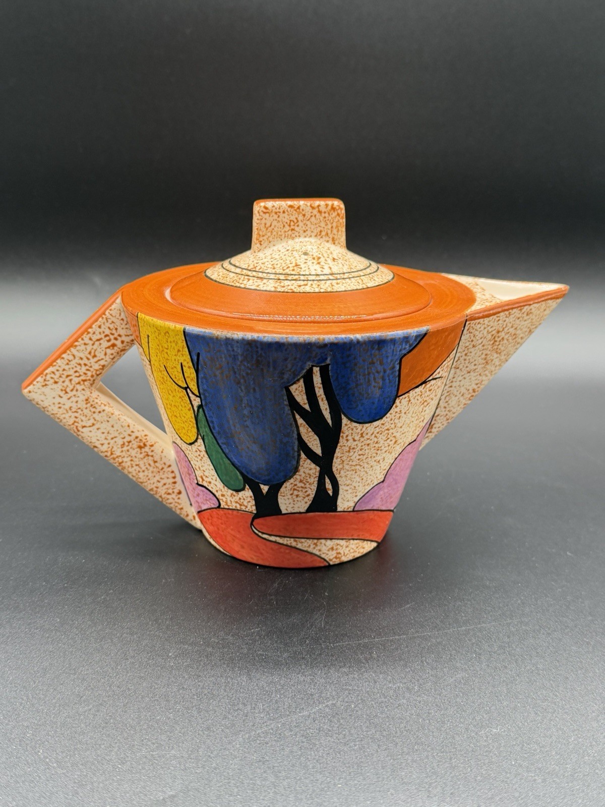 Vintage ’93 Art Deco Clarice Cliff MMA ‘Bizarre Autumn’ Tea Pot Reproduction