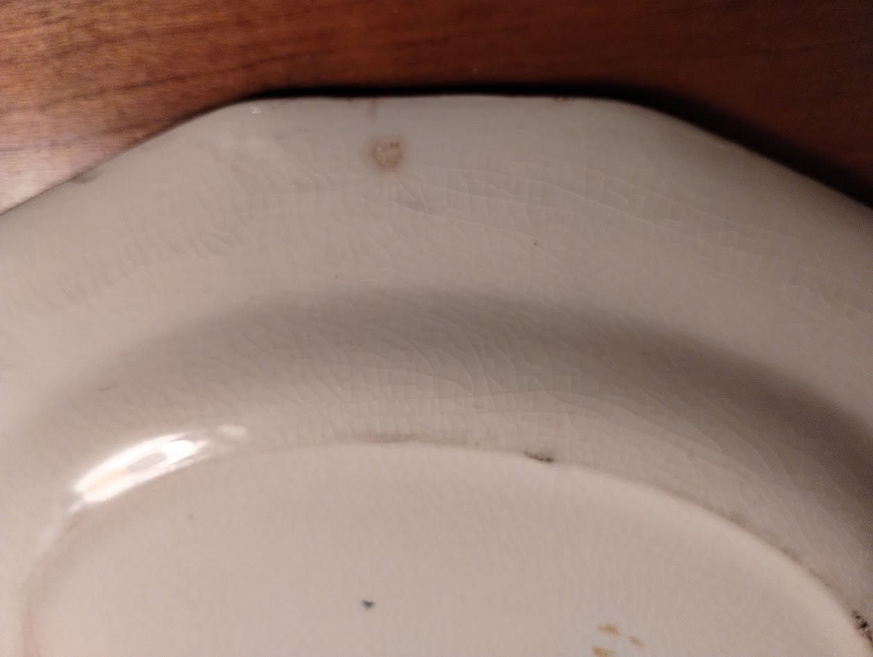Antique Royal Doulton Burslem Nankin Oval Plate Floral/Sacred Scrolls 11.5x 9.25