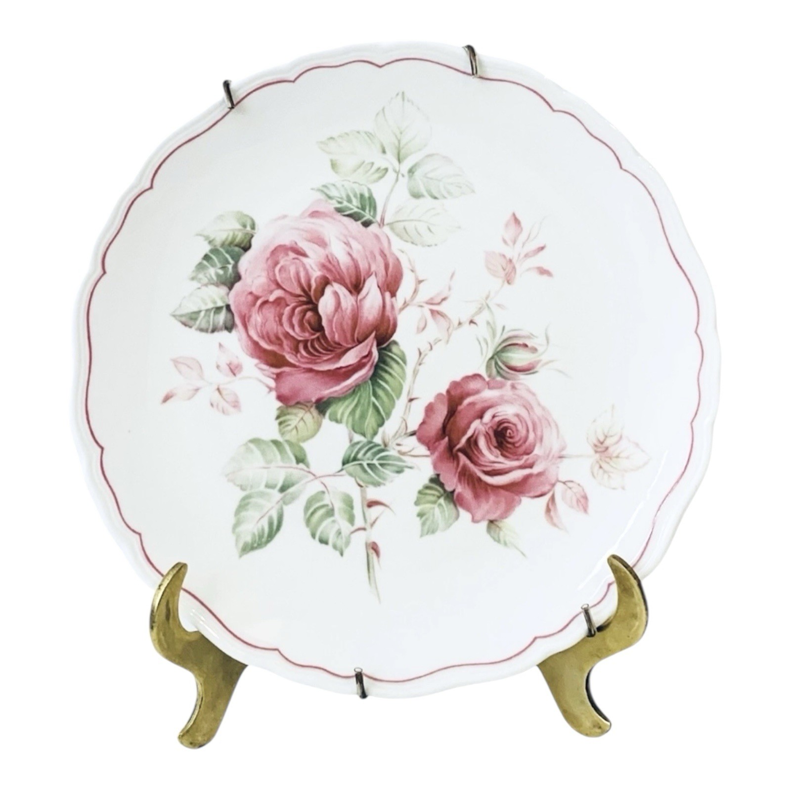 Royal Doulton THE WARWICK CASTLE ROSE Victorian Garden 8 1/2″ Plate & Hanger NEW