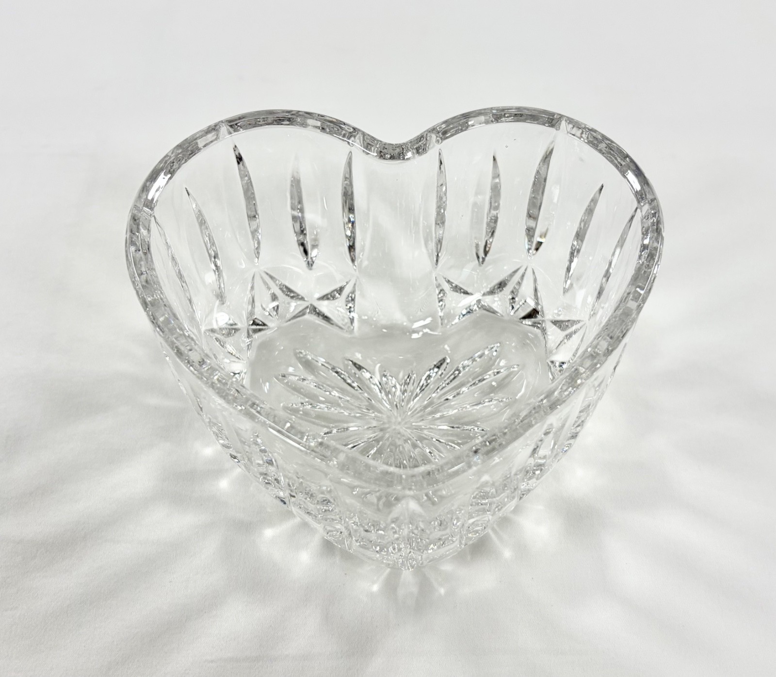 Vintage 1992 FTD Crystal Heart Bowl Lead Glass Valentine Candy Dish Trinket Dish