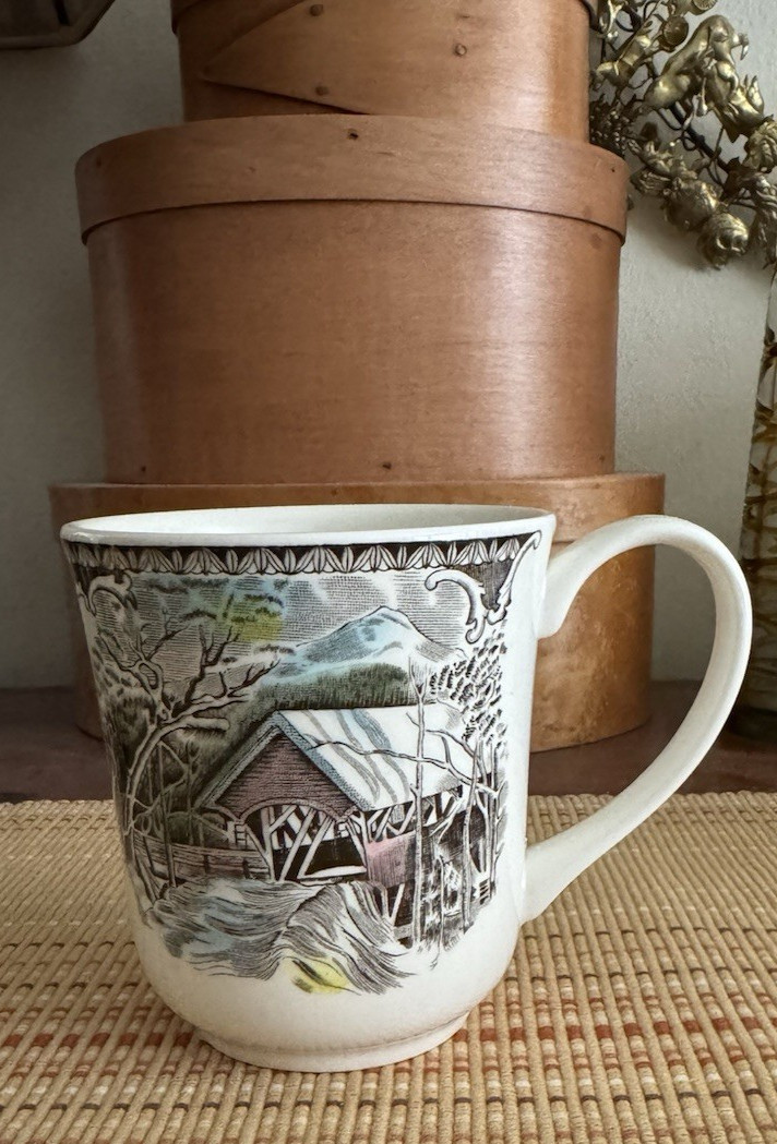 Johnson Bros. Friendly Village Covered Bridge Coffee Tea Mug 9 oz Country Scene