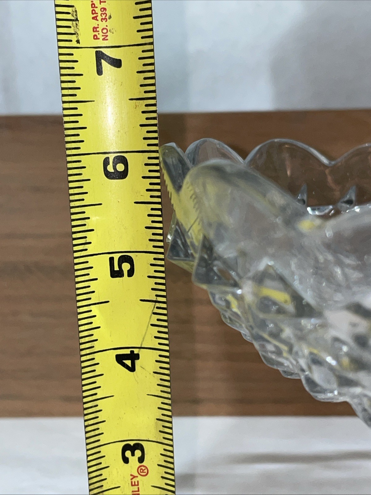Pressed Glass Pedestal Candy Dish or Compote Scalloped Edge Bowl 6.5”H X 9”W