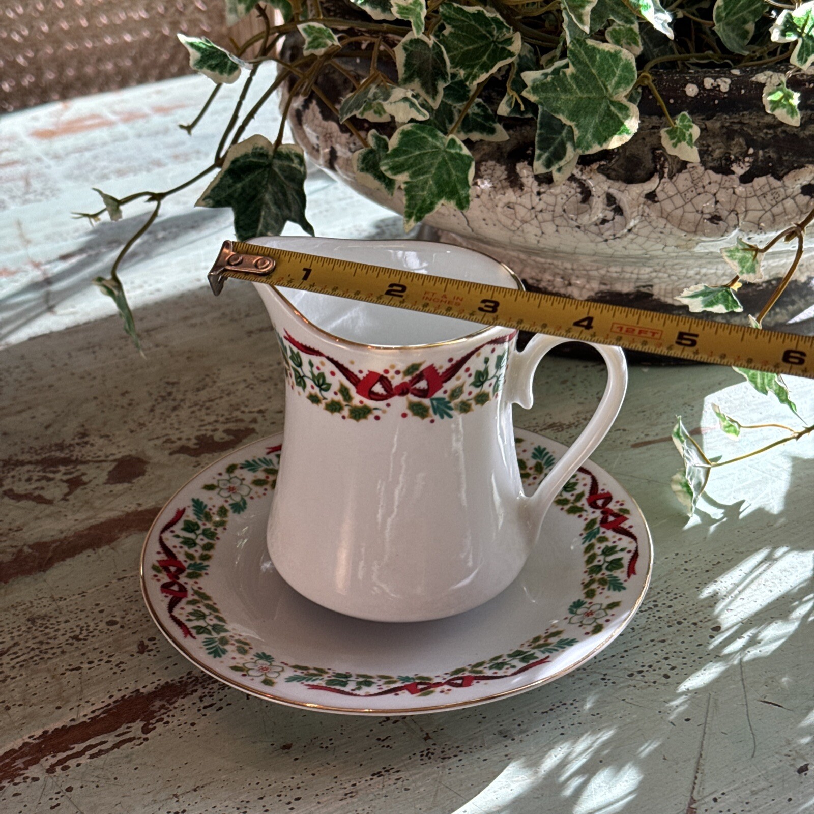 Domestications Christmas Creamer And Saucer
