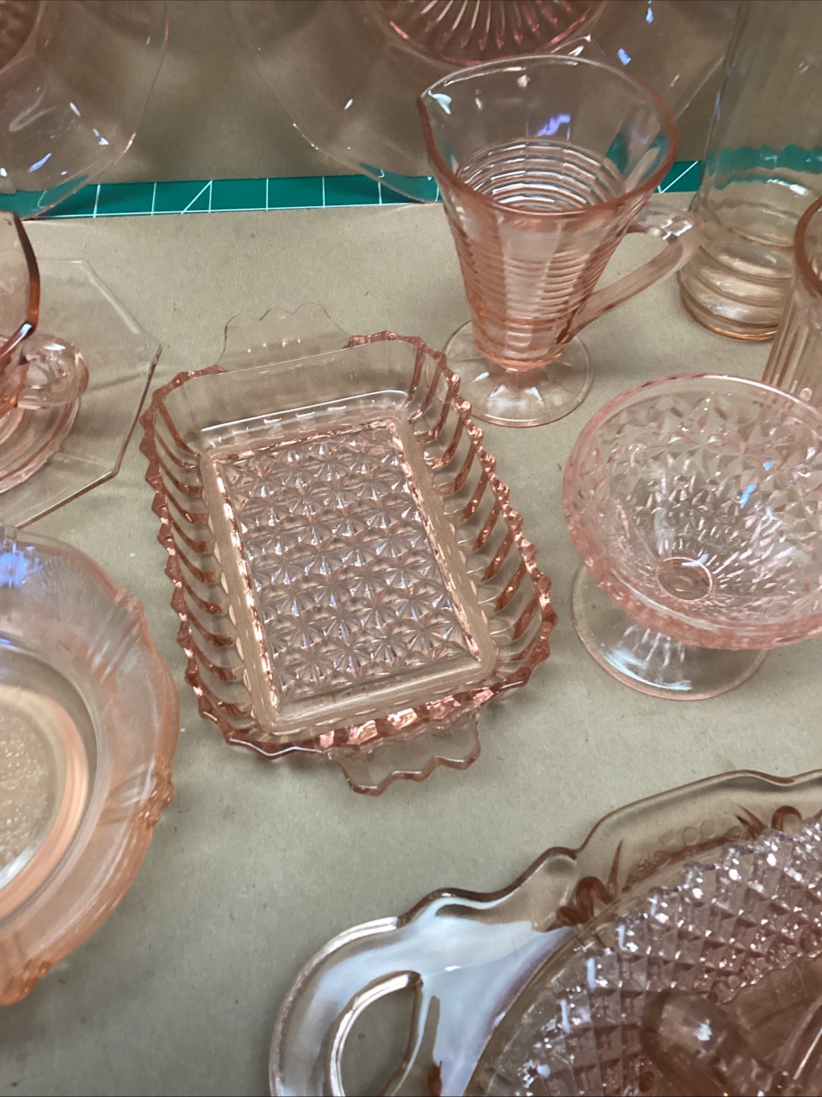 Large Vintage Lot 25 Pieces Mixed Pink Depression Glass