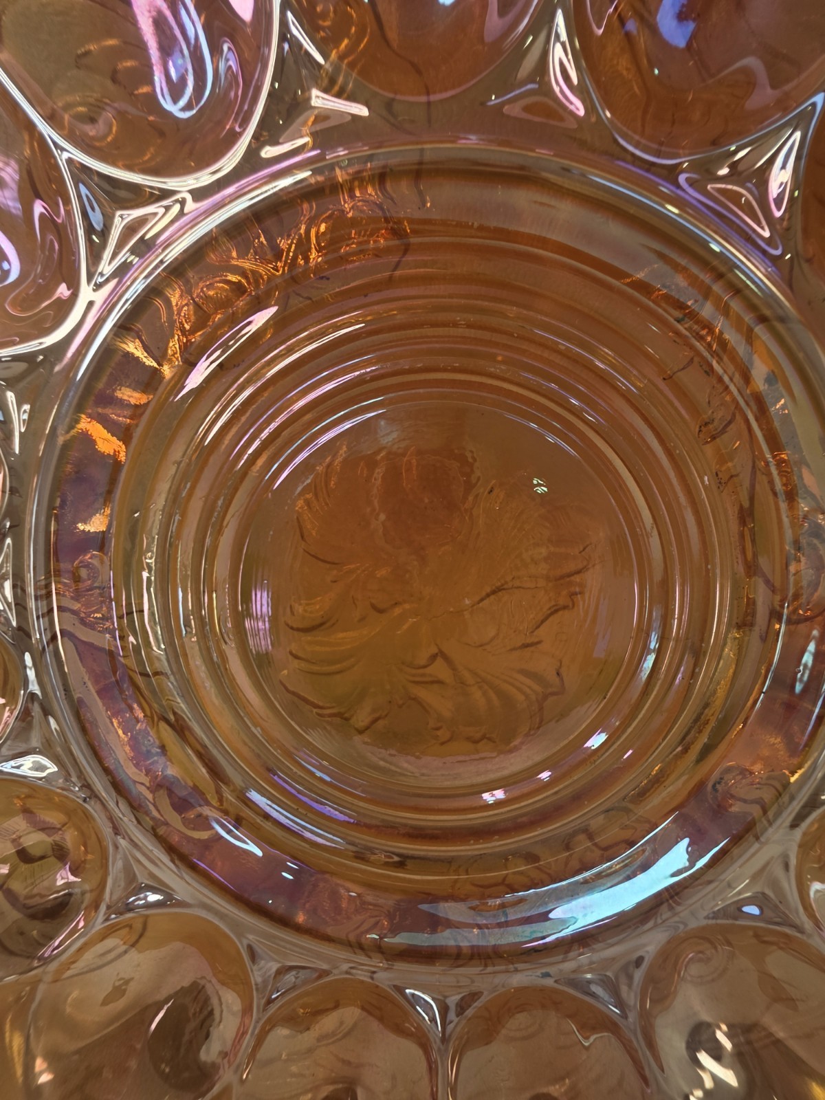 McKee Rock Crystal Marigold Carnival Glass Deviled Egg Plate 15 Well 11.5″
