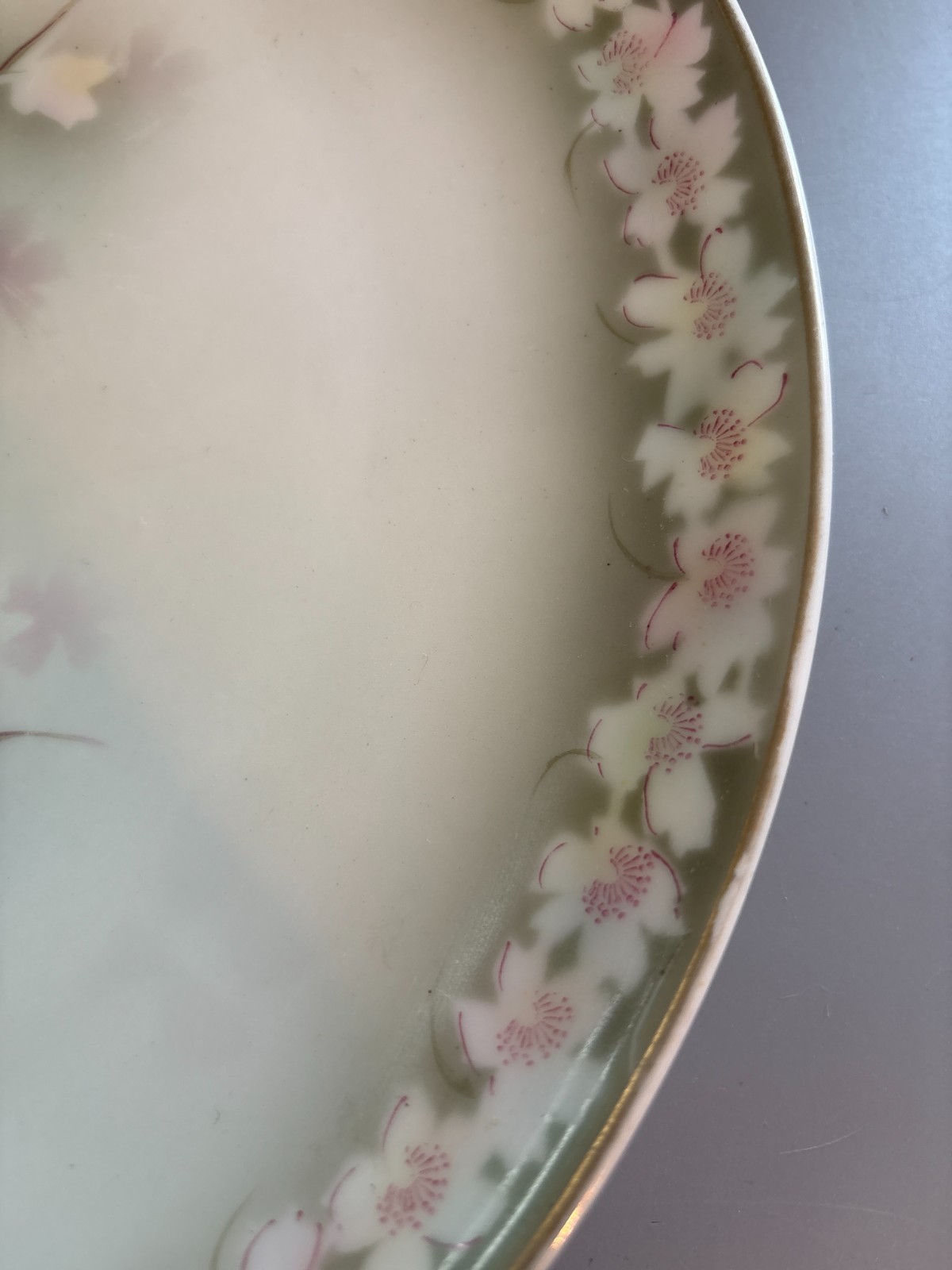 Weimar Germany Hand Painted Floral Porcelain 12″ Charger Cabinet Plate Gold Trim