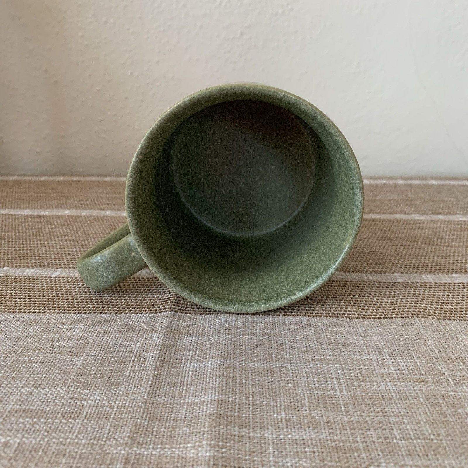 Creative Co-Op Green Embossed Stoneware Mug New with Tag 4” Diameter