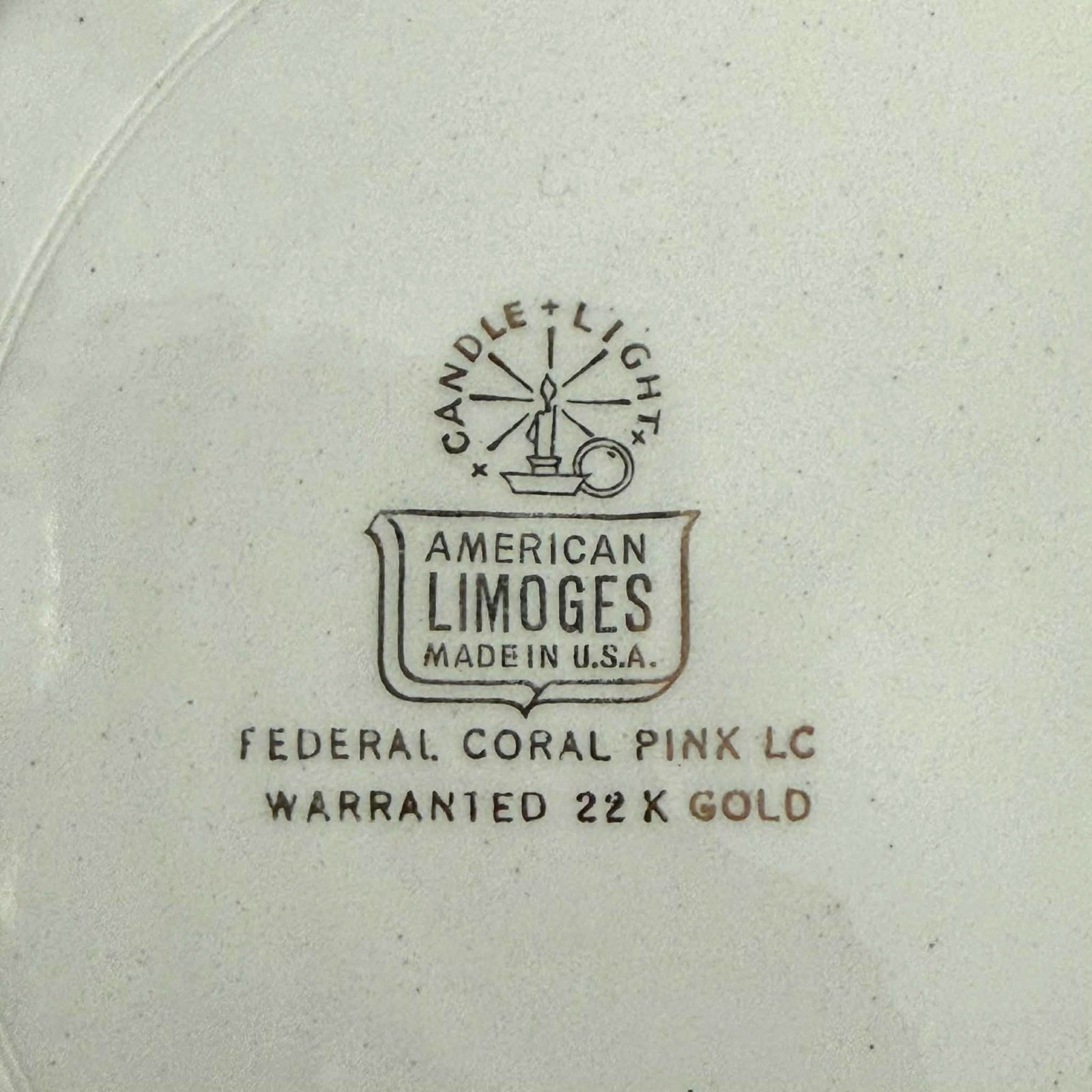 Candle Light American Limoges 22-k Gold Federal Pink Small Dinner Plate Lot Of 3