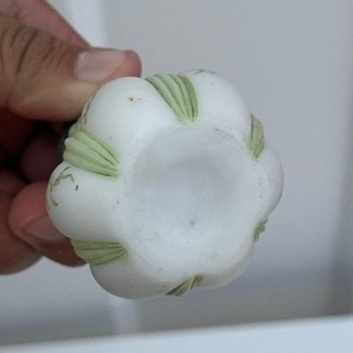 Antique Victorian Milk Glass Sugar Shaker Hand Painted Floral Muffineer Sifter