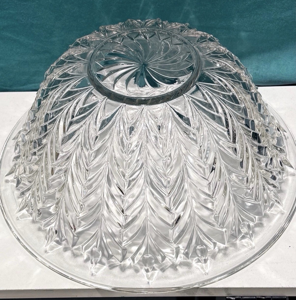 Jeannette Feather Motif 1950’s Glass Punch Bowl MCM Vintage Retro midcentury mod